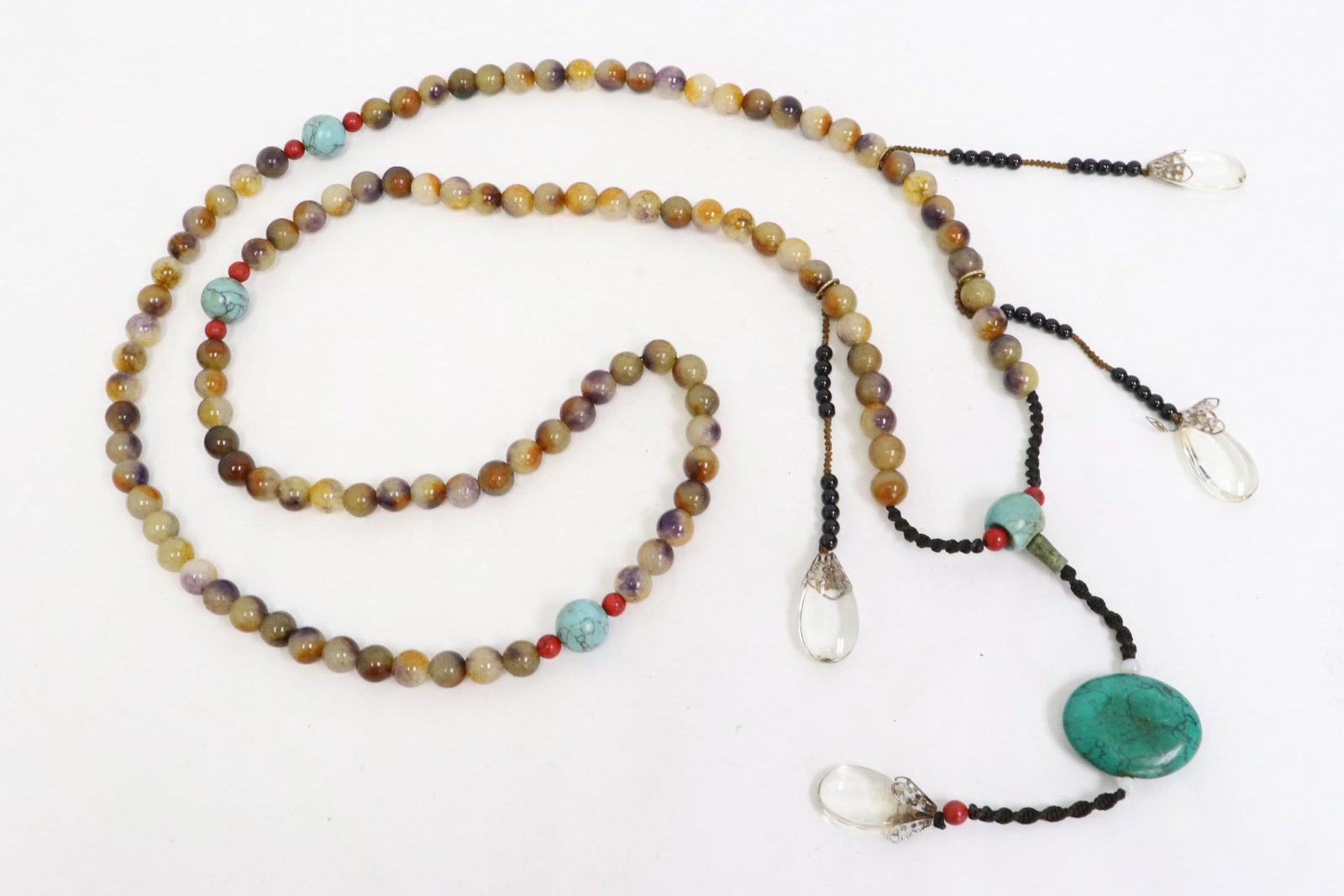 A long Chinese agate bead necklace (1 of 10)
