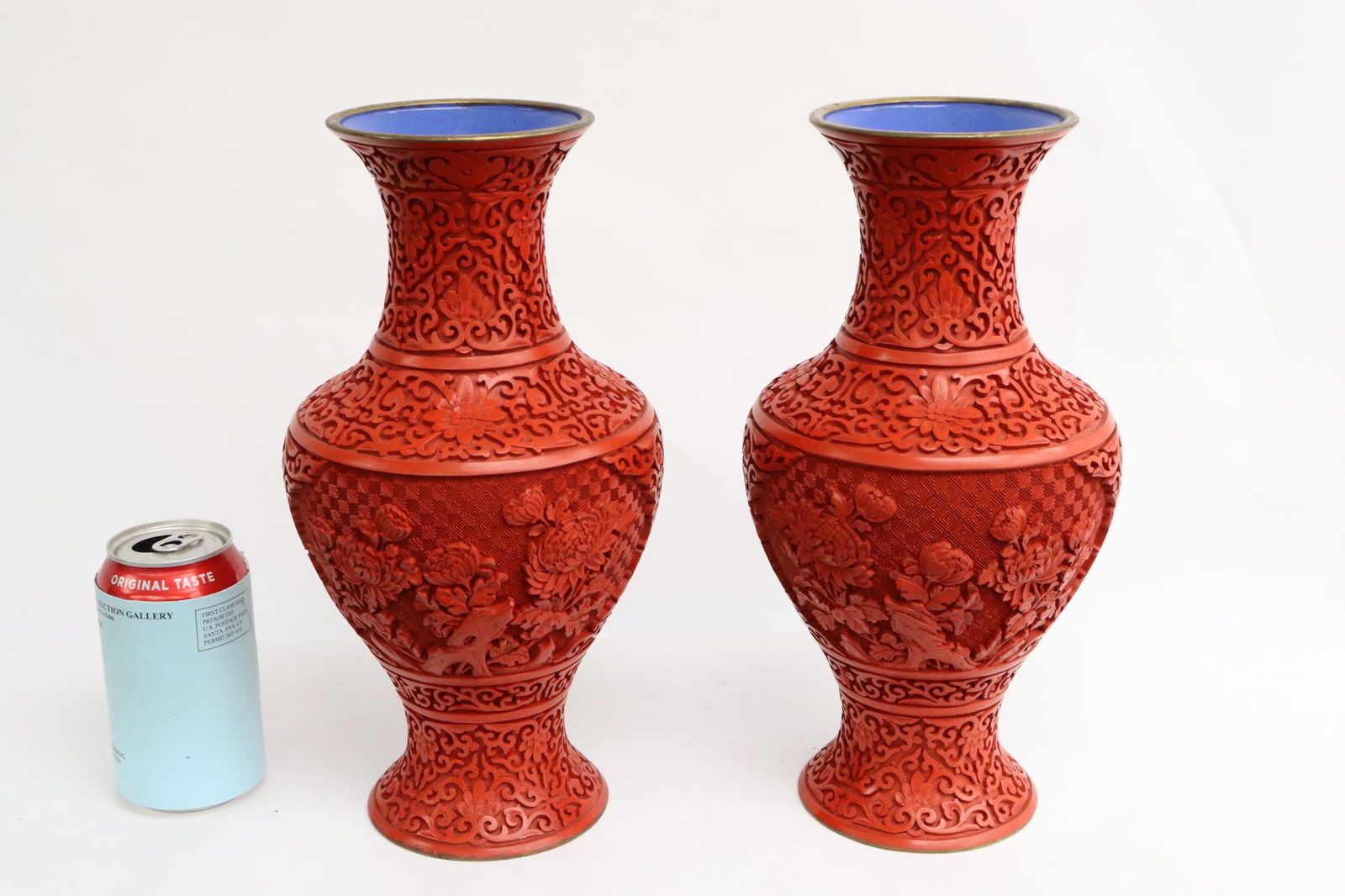 Pair Chinese cinnabar vases (1 of 10)