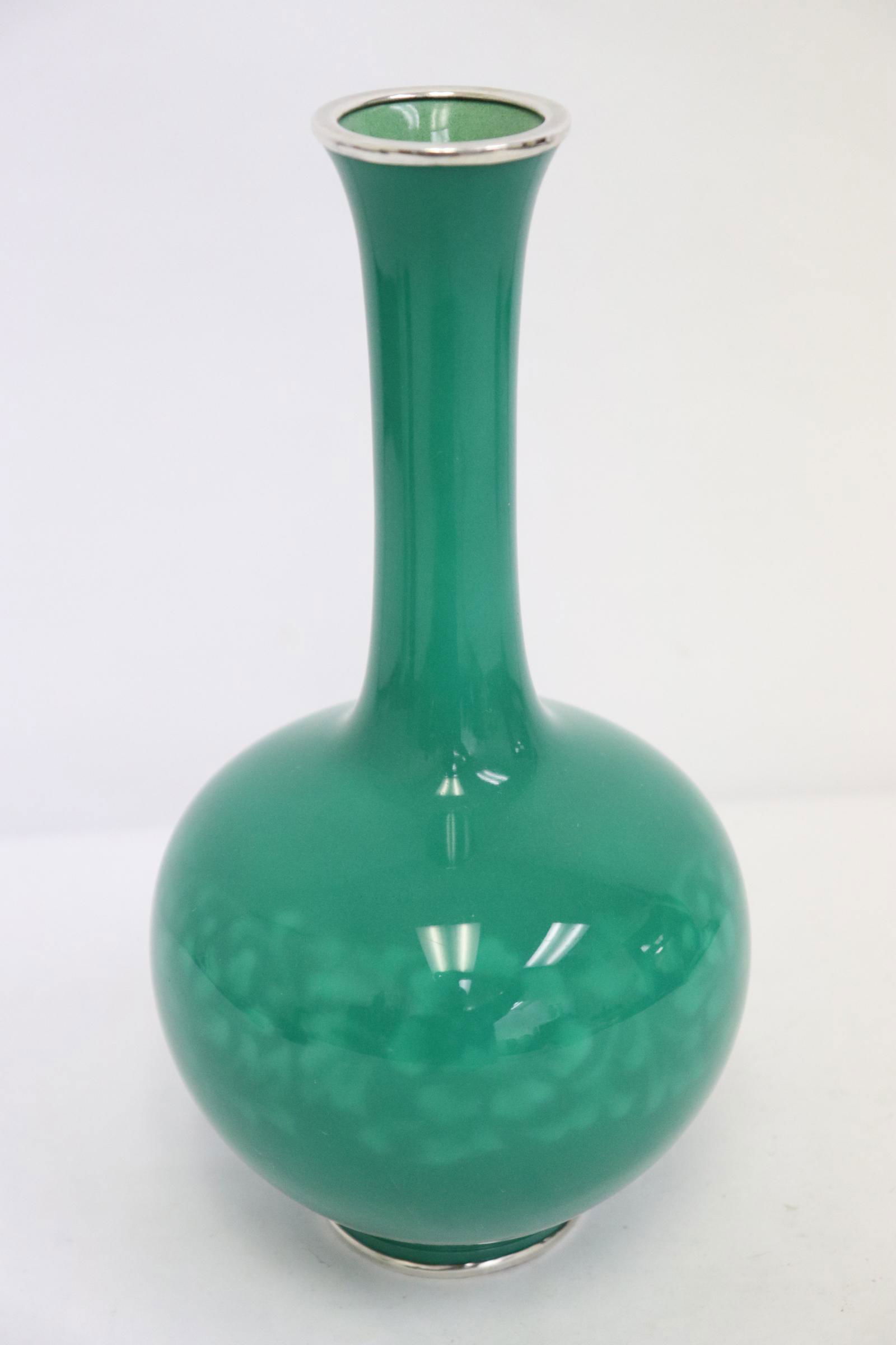 Japanese silver based cloisonne vase, Ando (1 of 10)