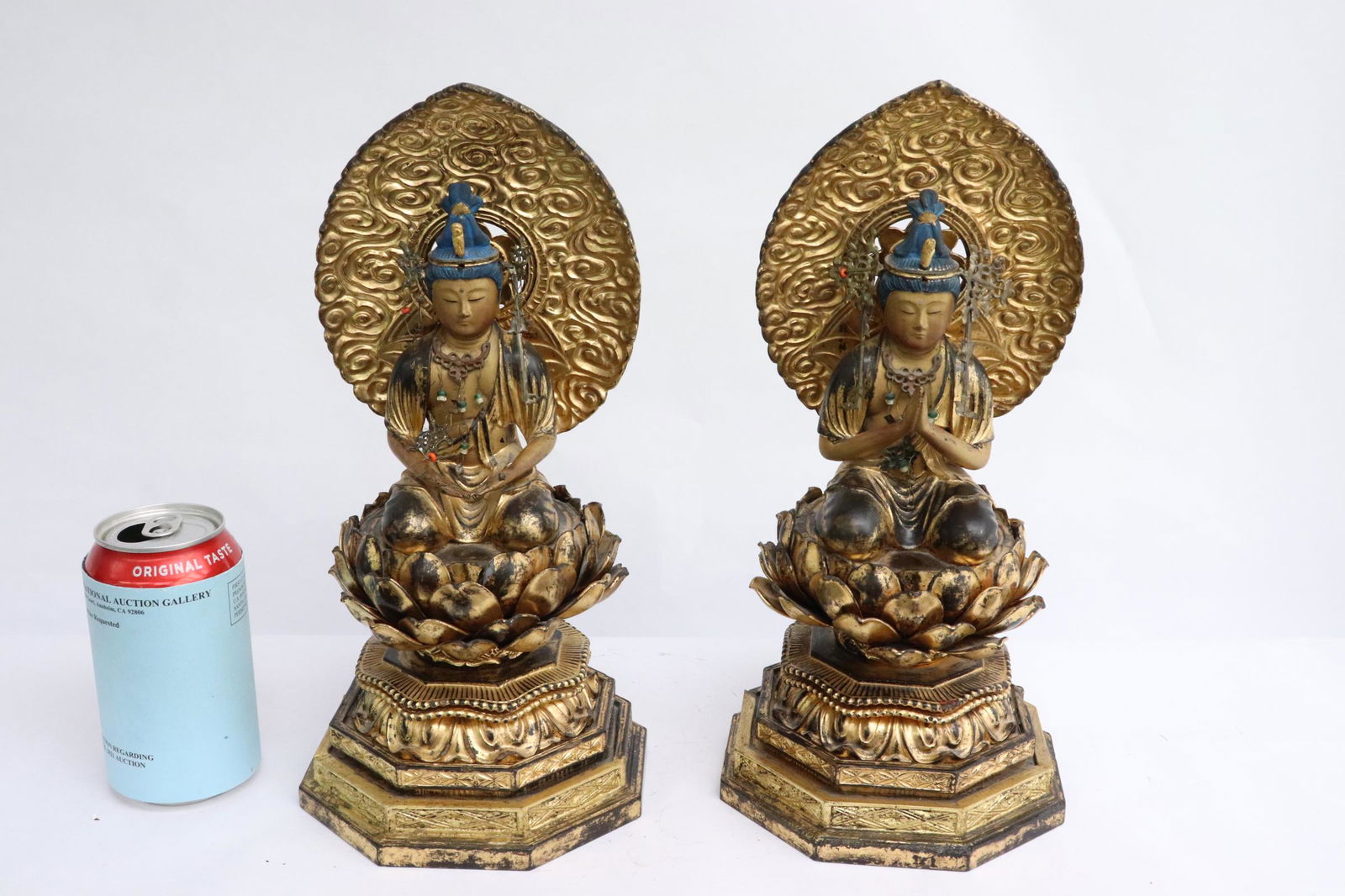 Pair Japanese 18th c. gilt lacquer wood sculpture (1 of 11)