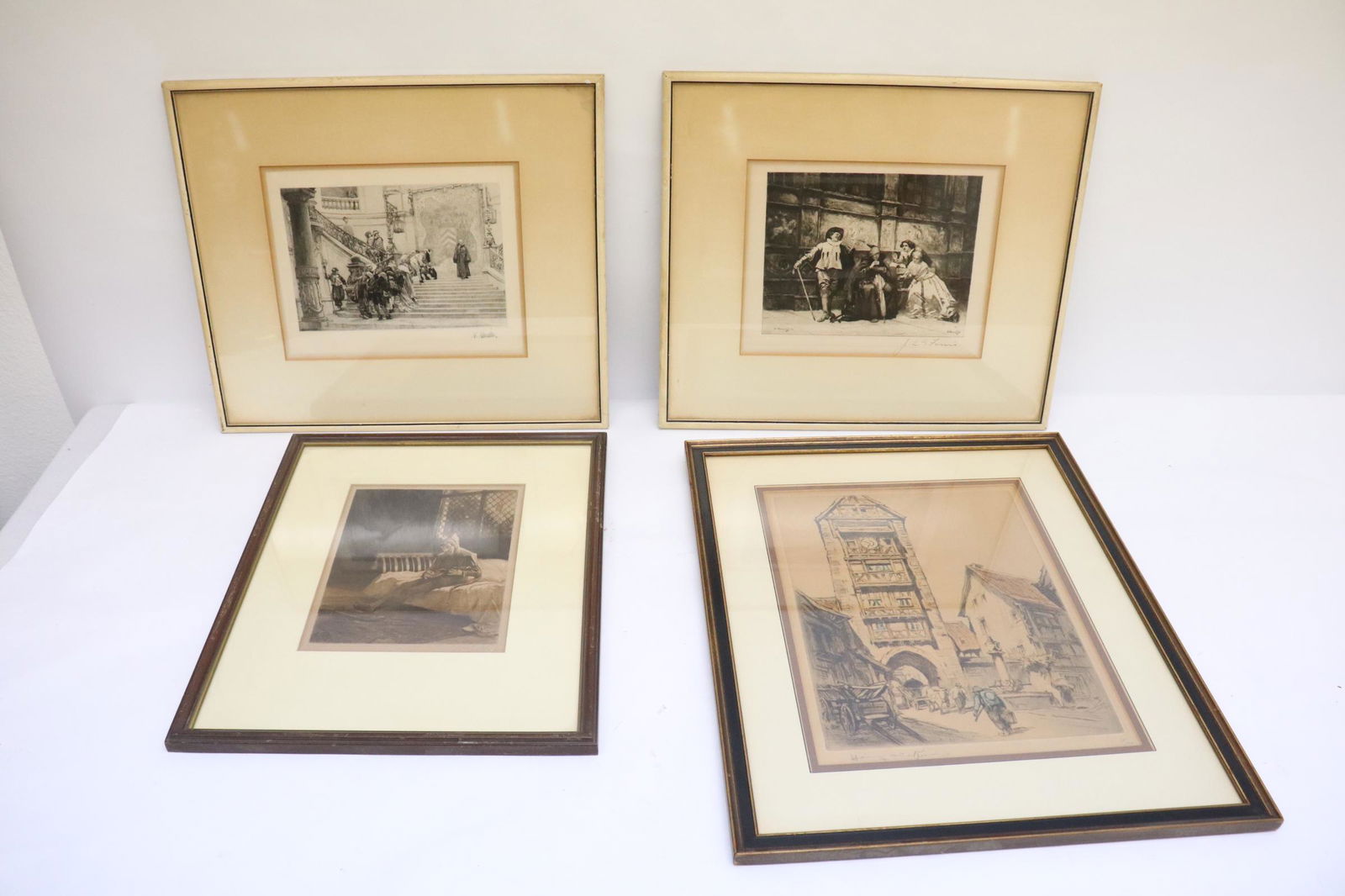 4 Victorian pencil signed etchings (1 of 12)