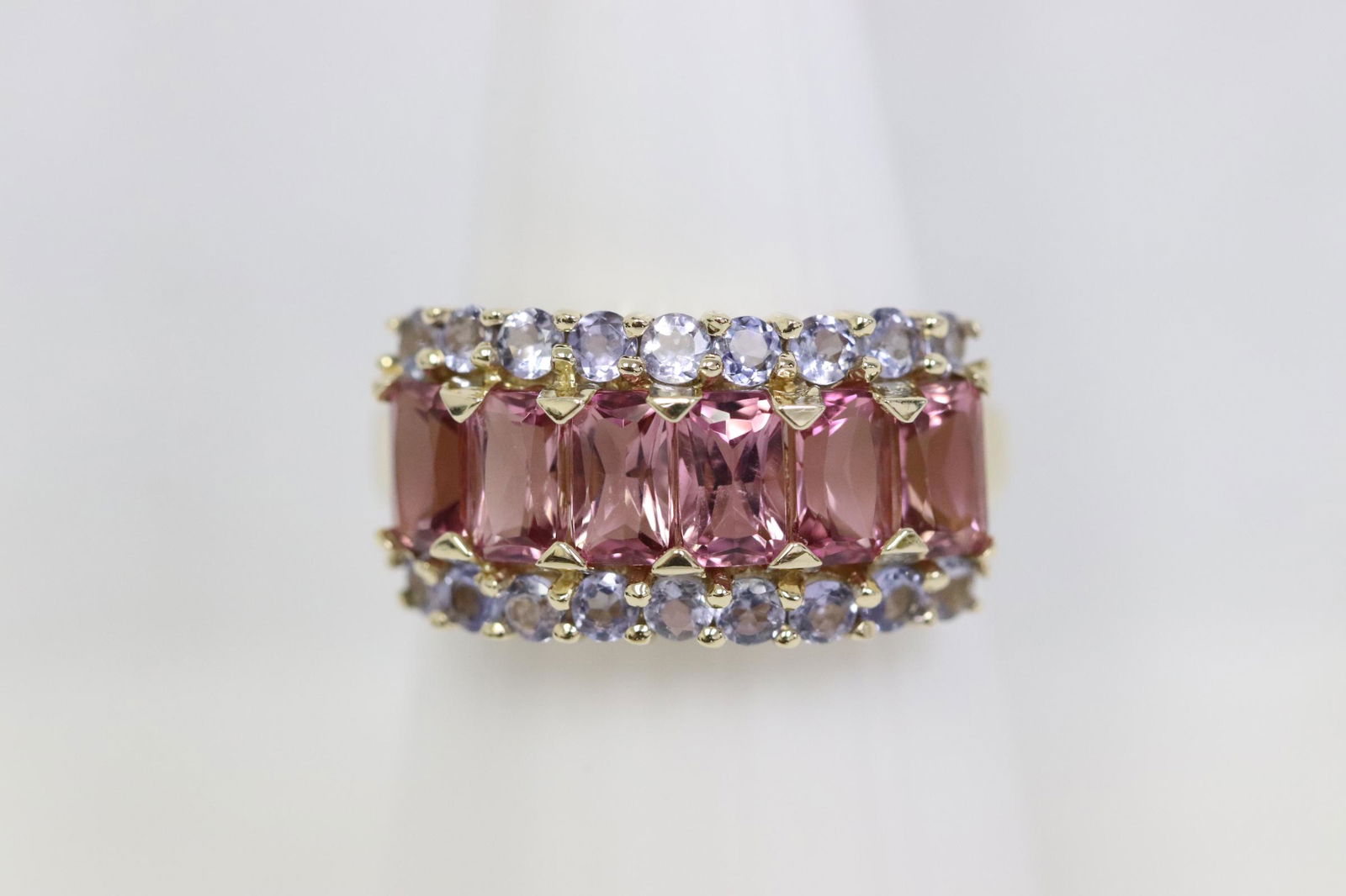 14K Y/G ring with purple and clear stones (1 of 11)