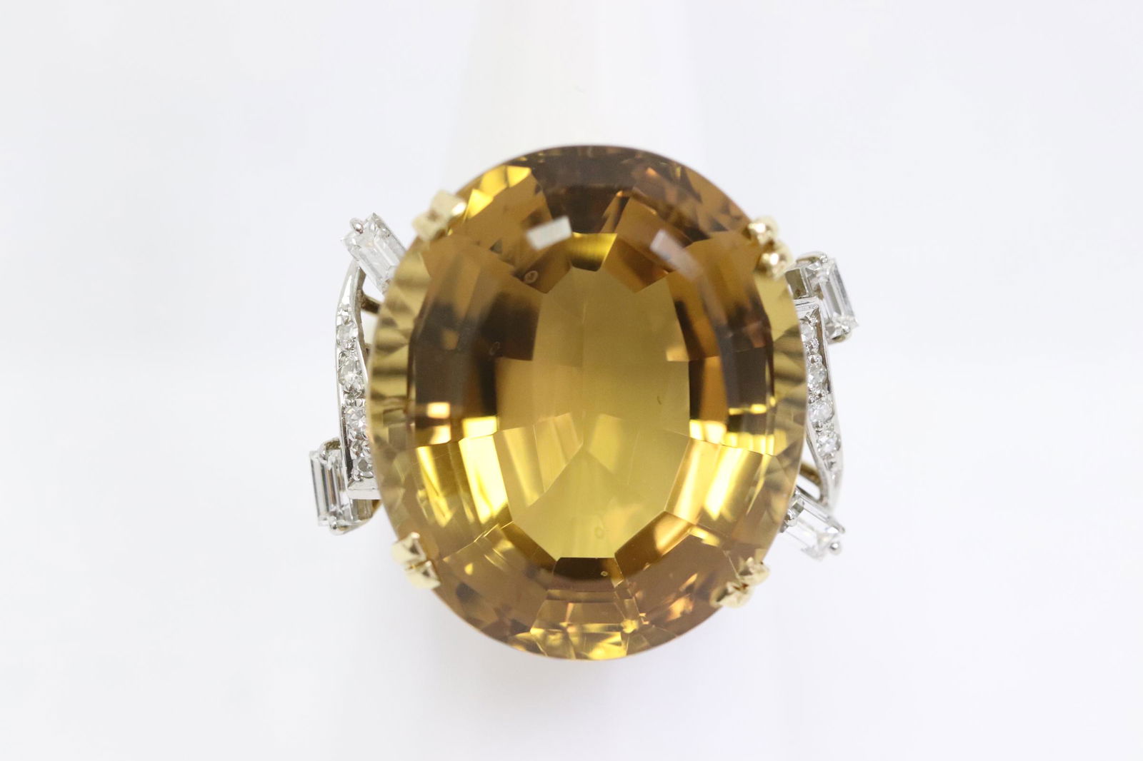 art deco 18K rose gold citrine diamond ring (1 of 9)