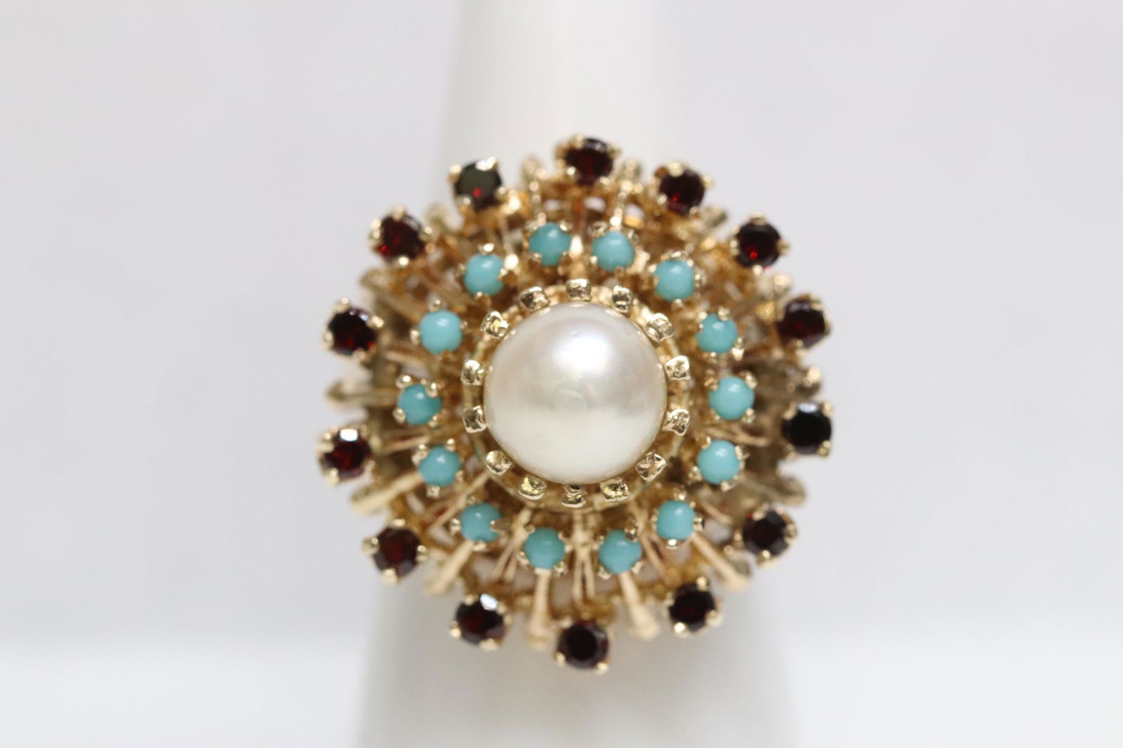14K Y/G ring w/ cultured pearl & Persian turquoise (1 of 9)