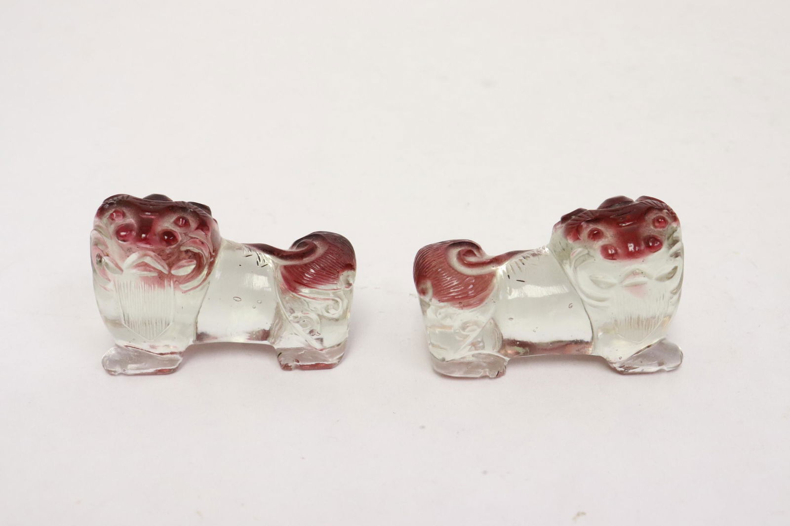 Pair early 19th century clear Peking glass fulions (1 of 10)