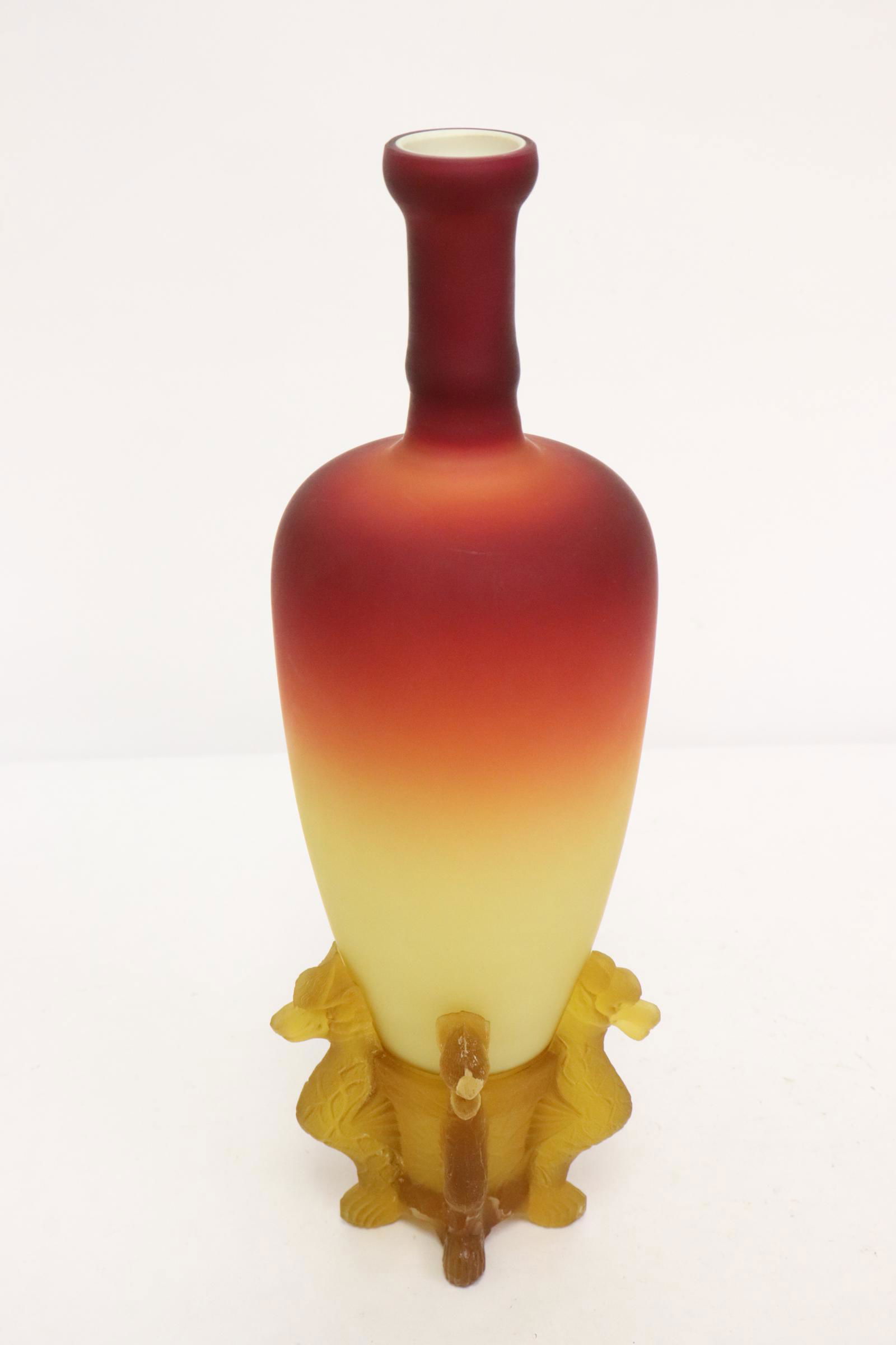 Chinese Peking glass(?) vase w/ glass base (1 of 11)