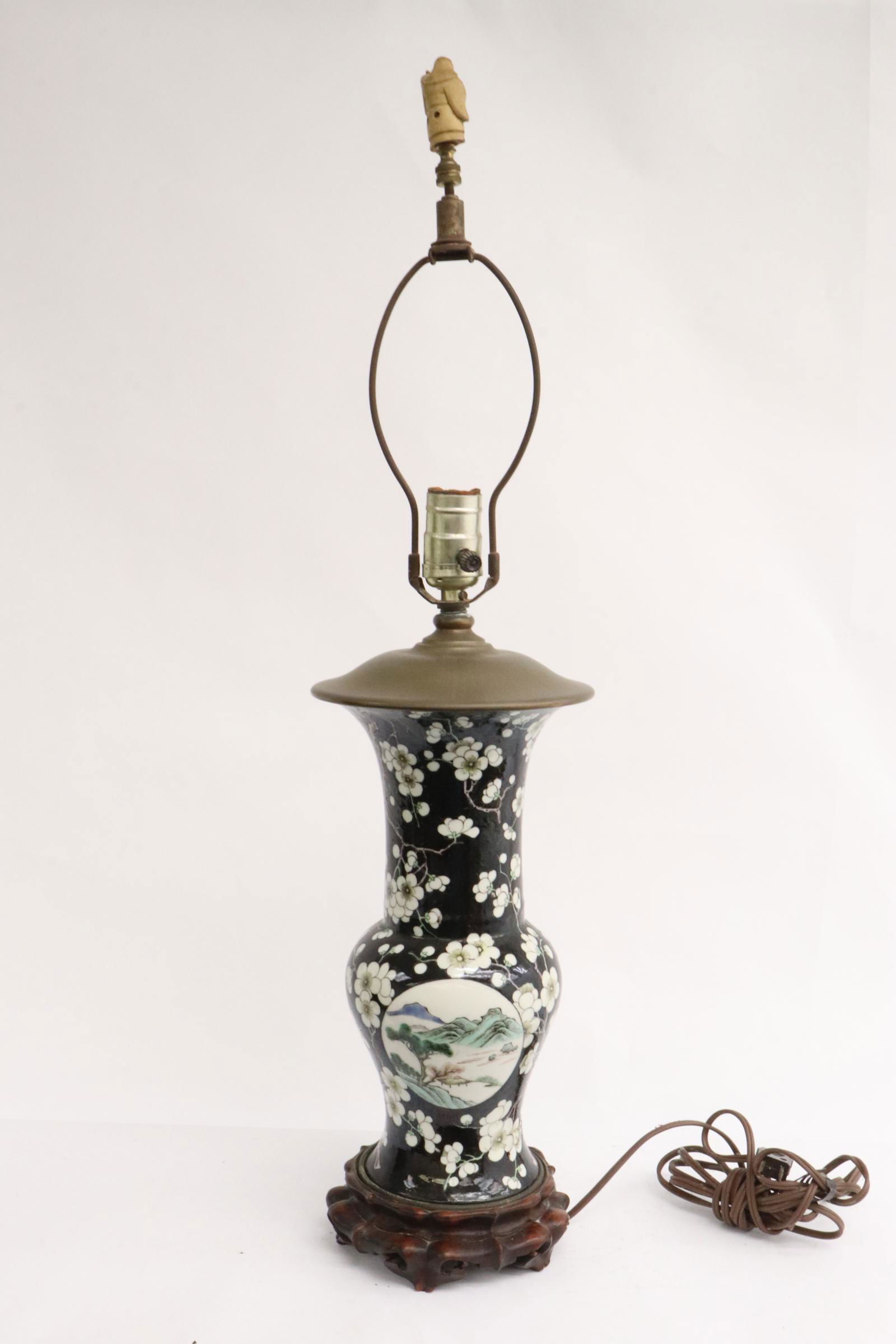 Chinese antique porcelain vase, made as lamp (1 of 12)