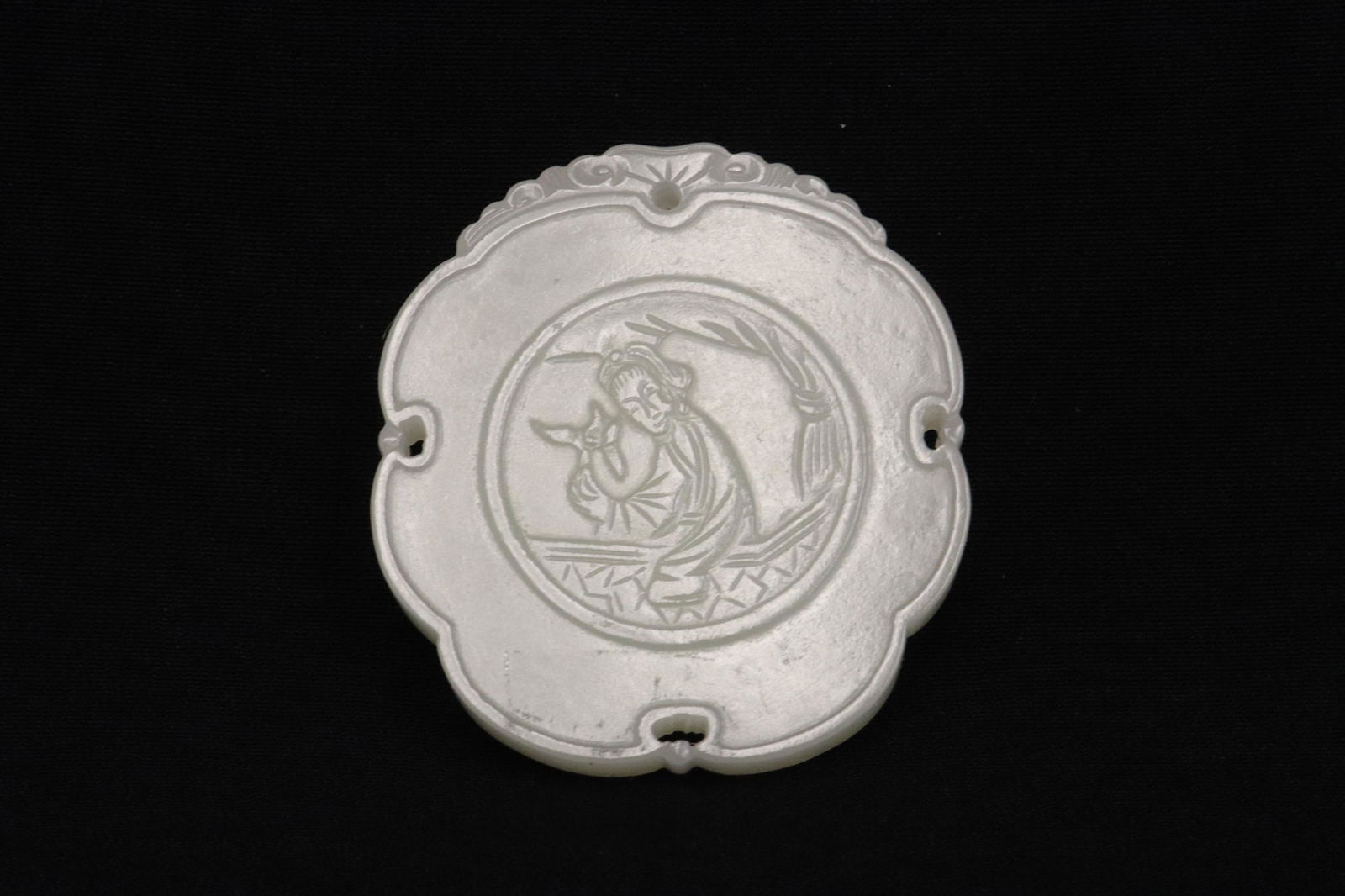 Chinese white jade carved plaque (1 of 9)