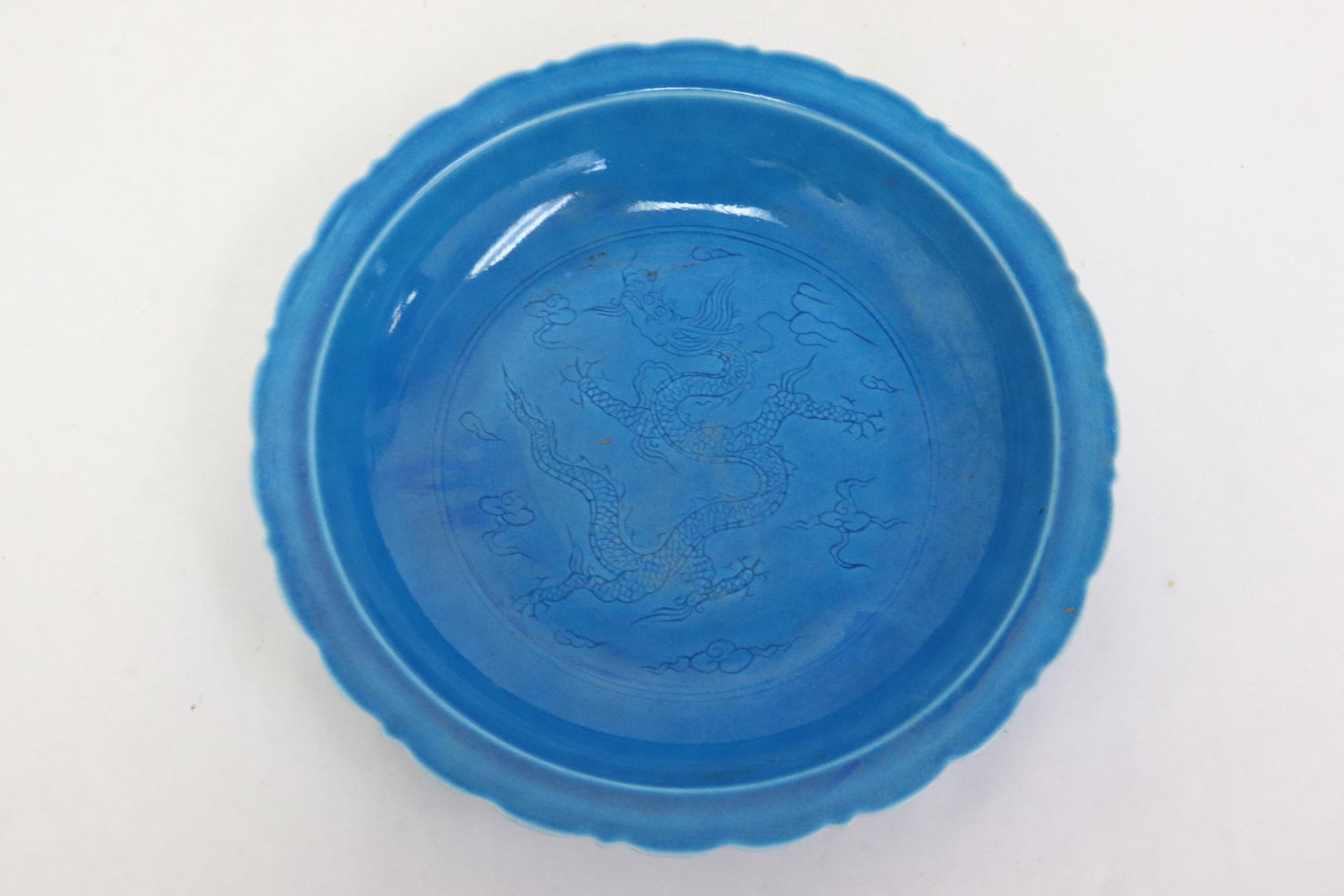 Chinese blue glazed porcelain plate (1 of 9)