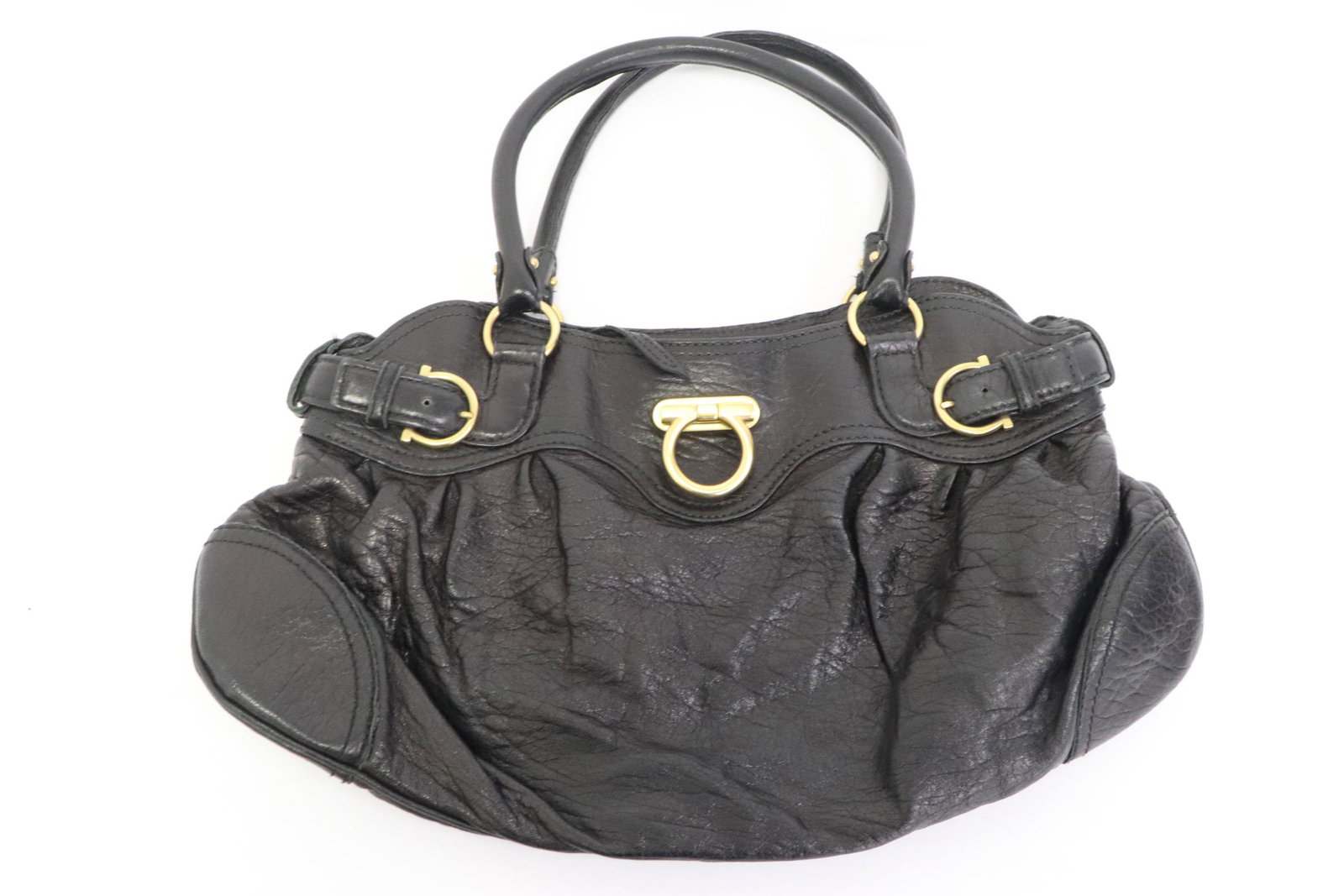A Salvado Ferragamo black leather hobo bag (1 of 11)