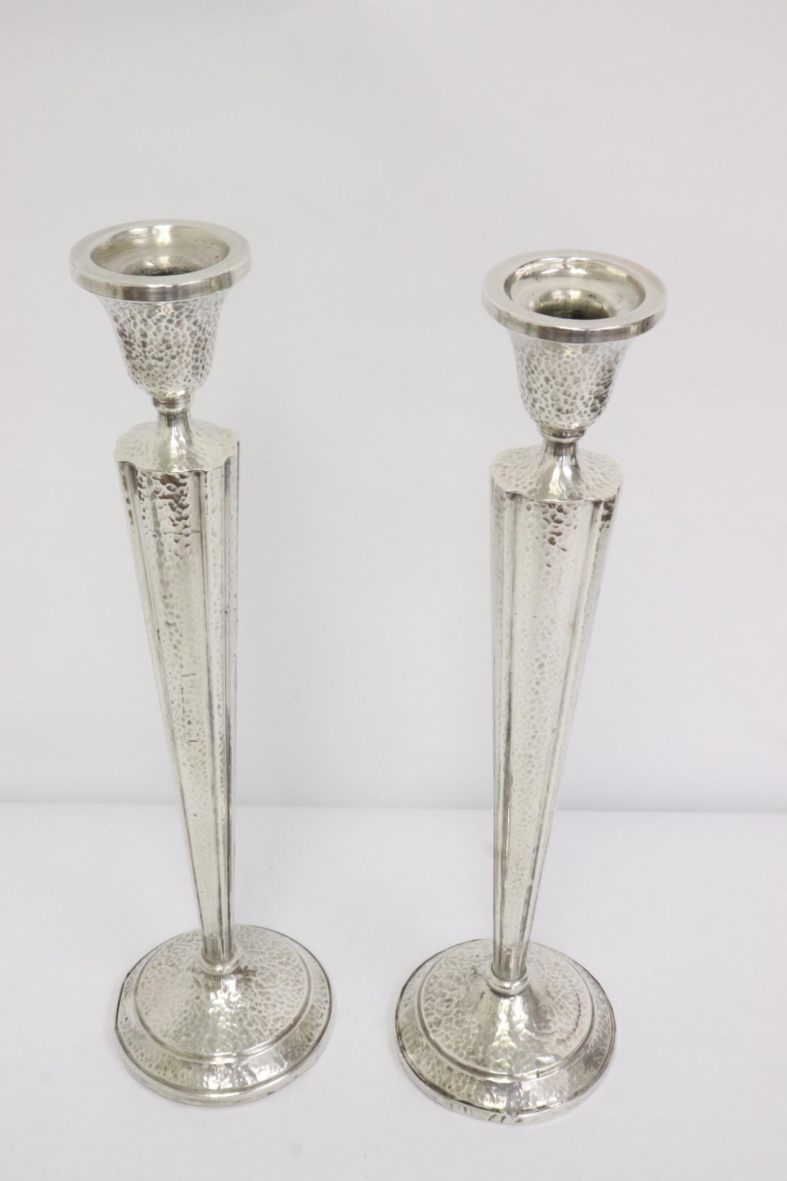 Pair weighted sterling tall candle holders (1 of 11)