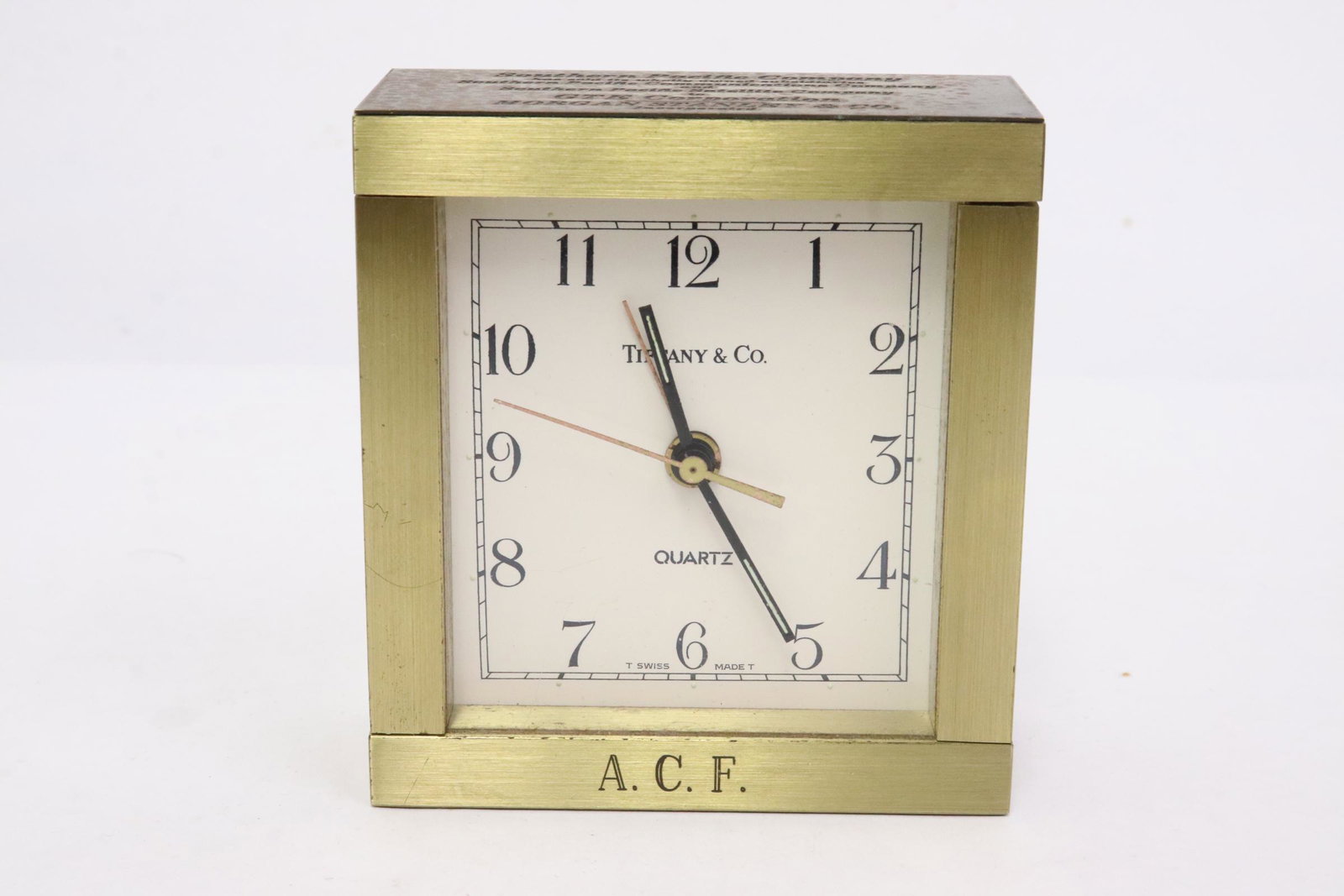 very heavy bronze cased table clock by Tiffany & co (1 of 8)