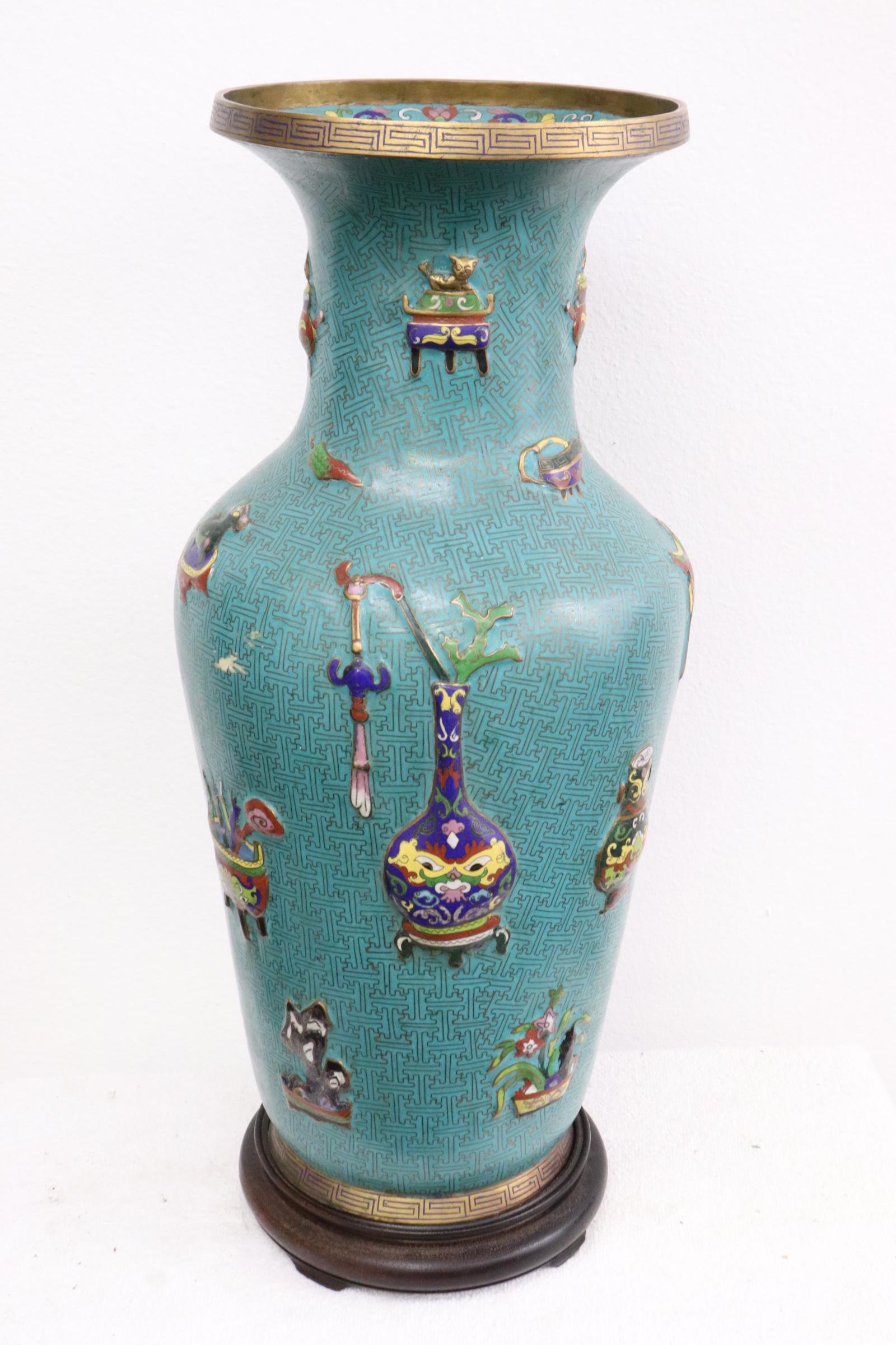 Large Chinese vintage cloisonne vase (1 of 11)