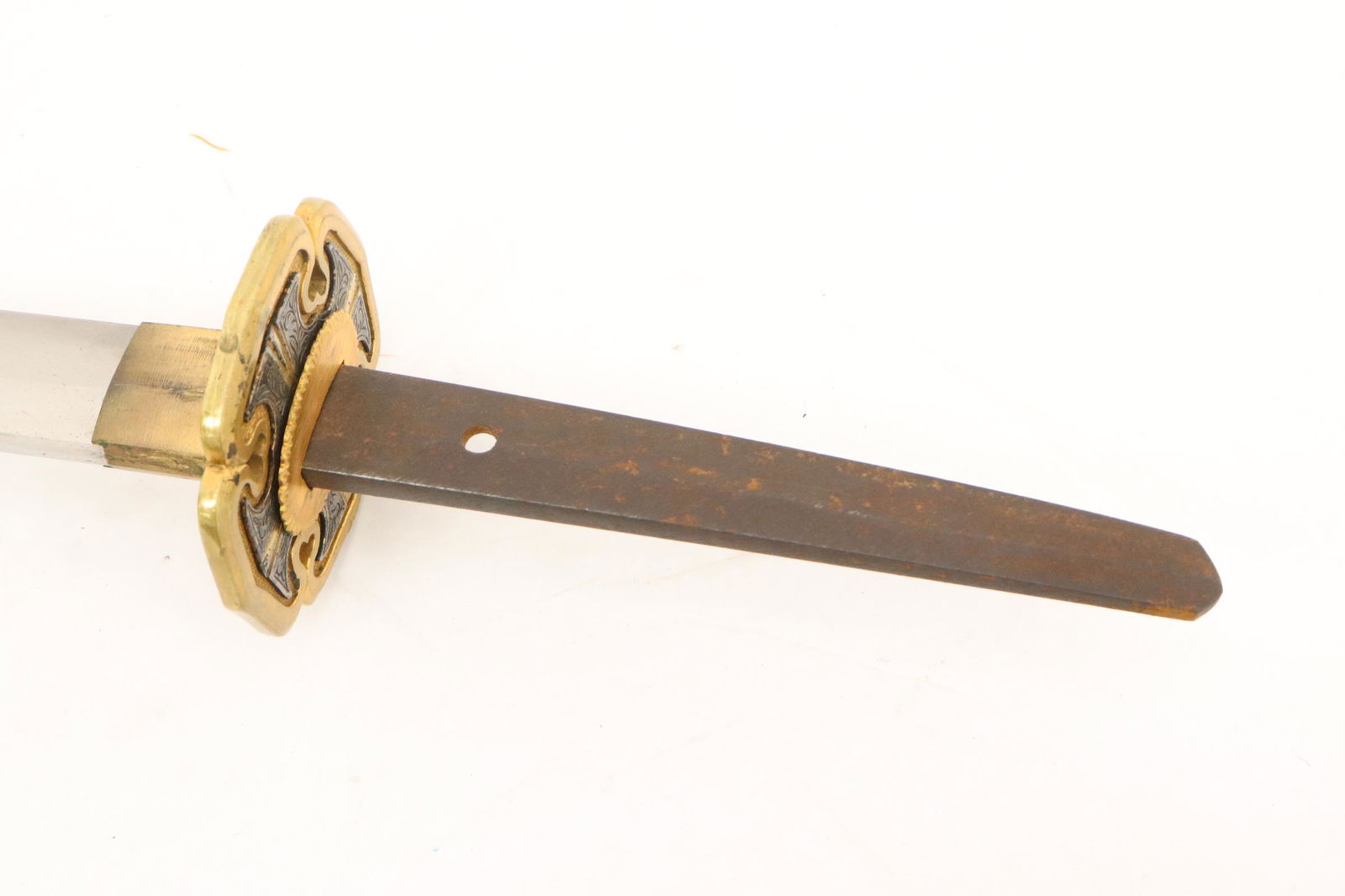 Japanese antique samurai sword, signed, w/ stand - 14