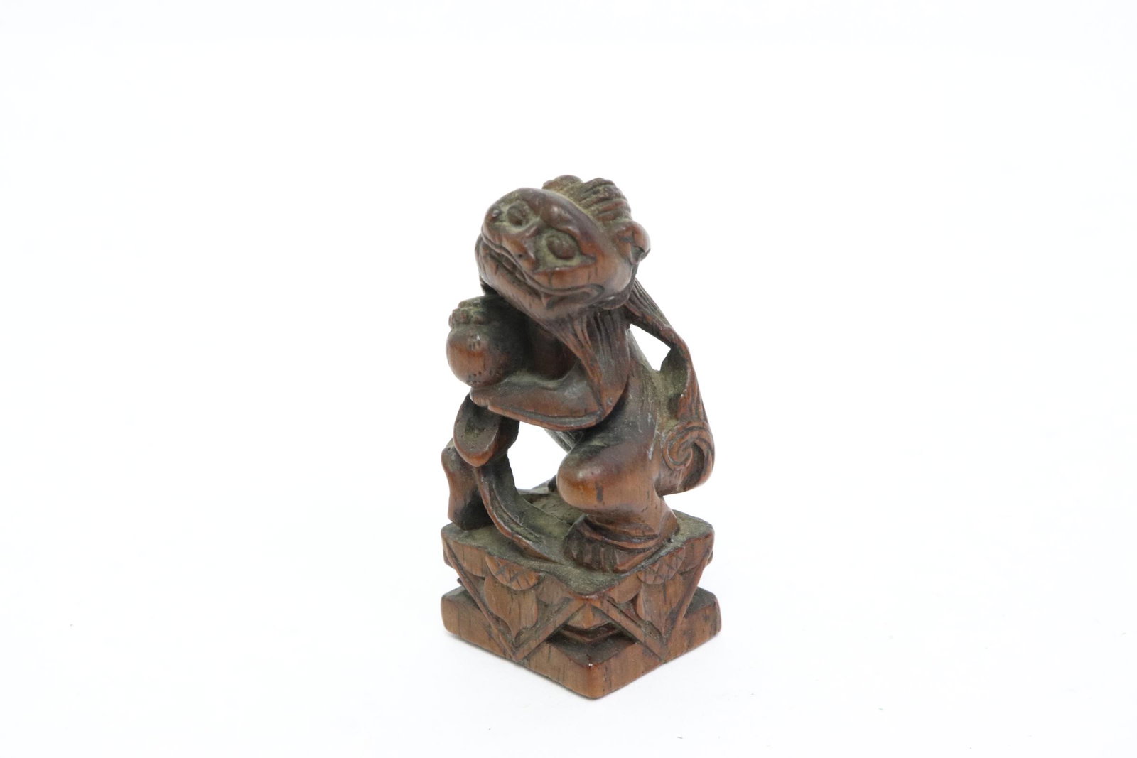 Japanese wood carved netsuke: Japanese wood carved netsuke, 1.83"x0.83"x0.75"
