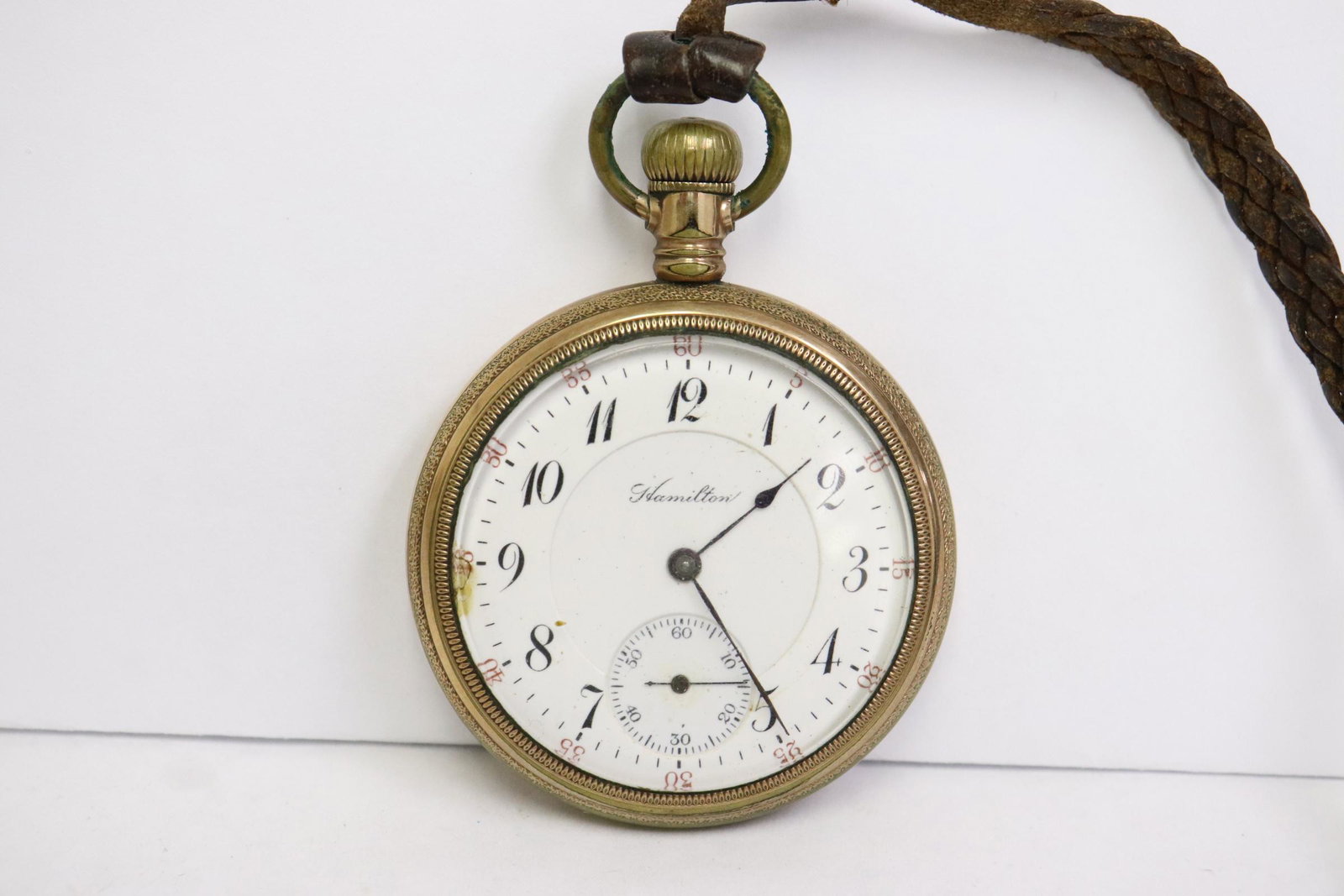 17-jewel Hamilton pocket watch: 17-jewel Hamilton pocket watch (1.95"dia), crystal minor crack on side