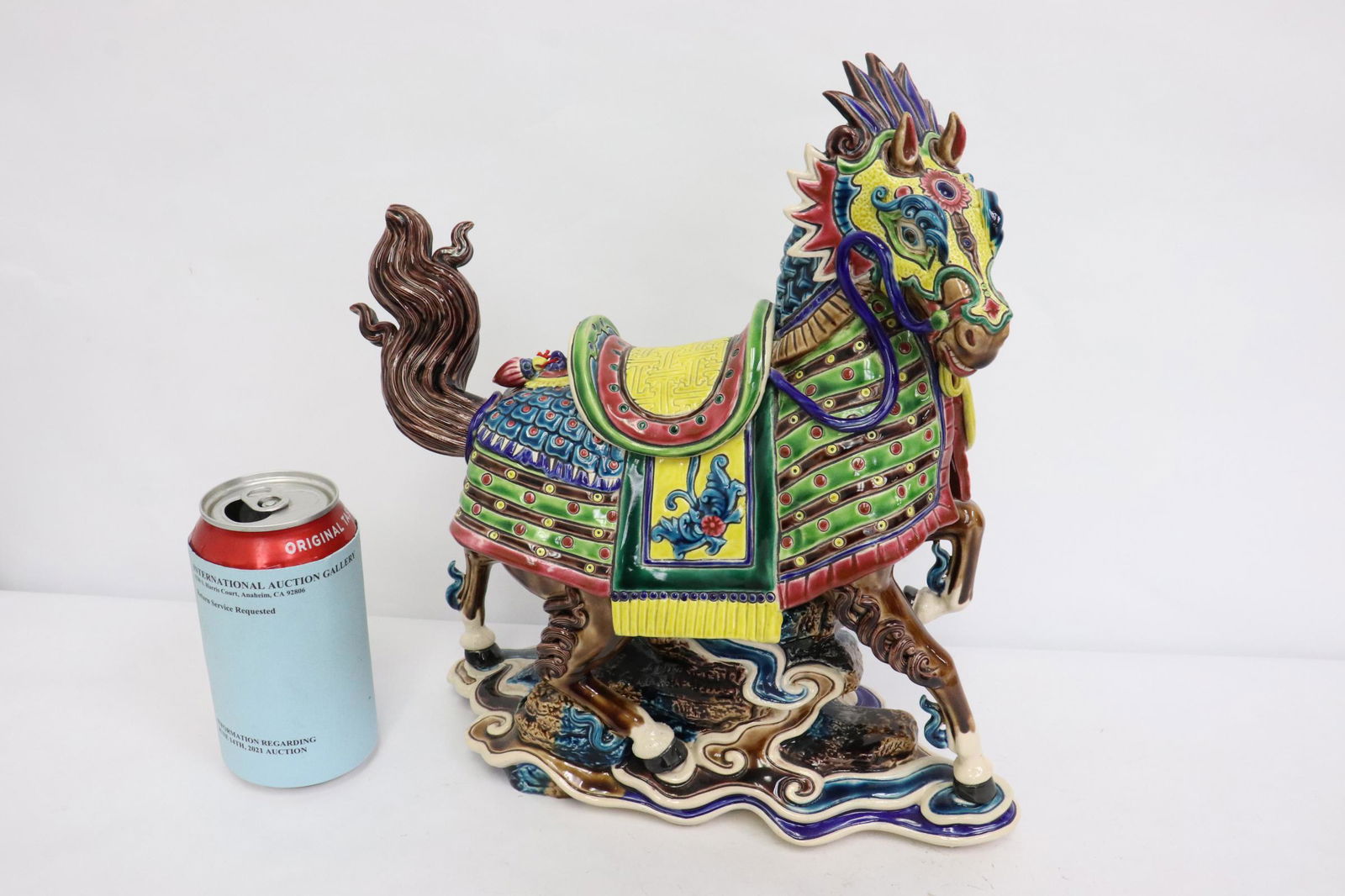 Chinese famille rose porcelain sculpture, artist stamp (1 of 10)