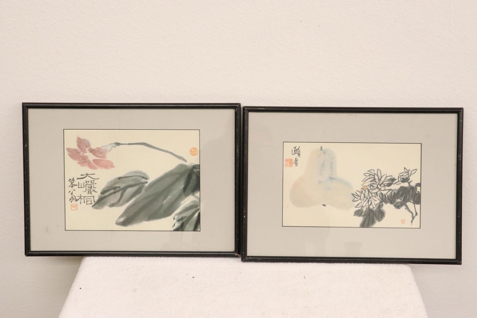 2 Chinese framed watercolor paintings (1 of 11)