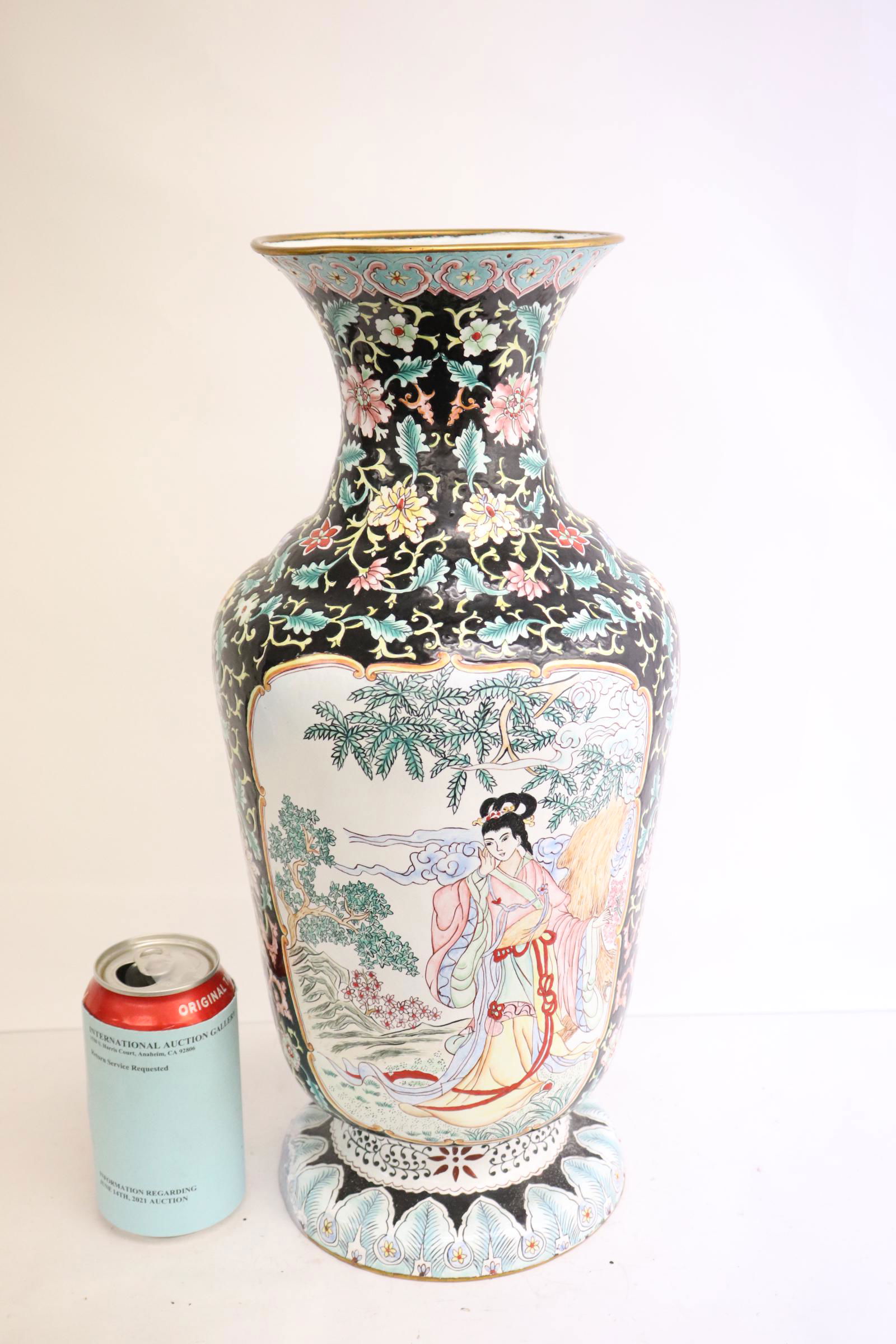 Chinese large enamel on copper vase (1 of 11)