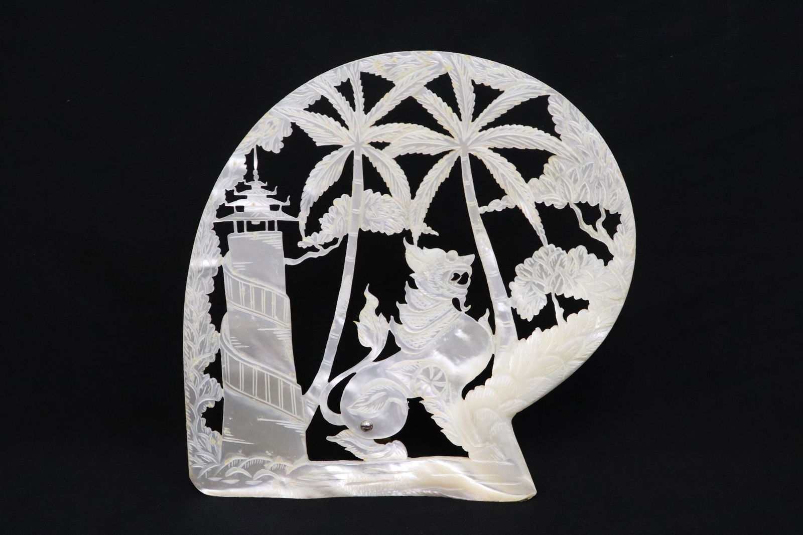 Chinese shell carved panel (1 of 9)