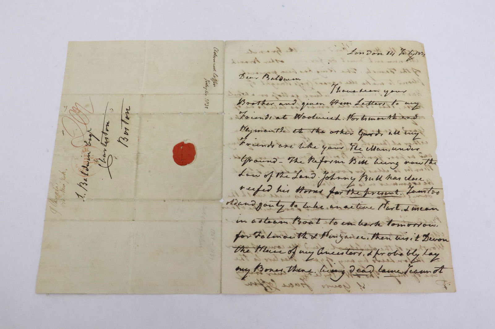 A rare dated 1832 hand written letter (1 of 12)