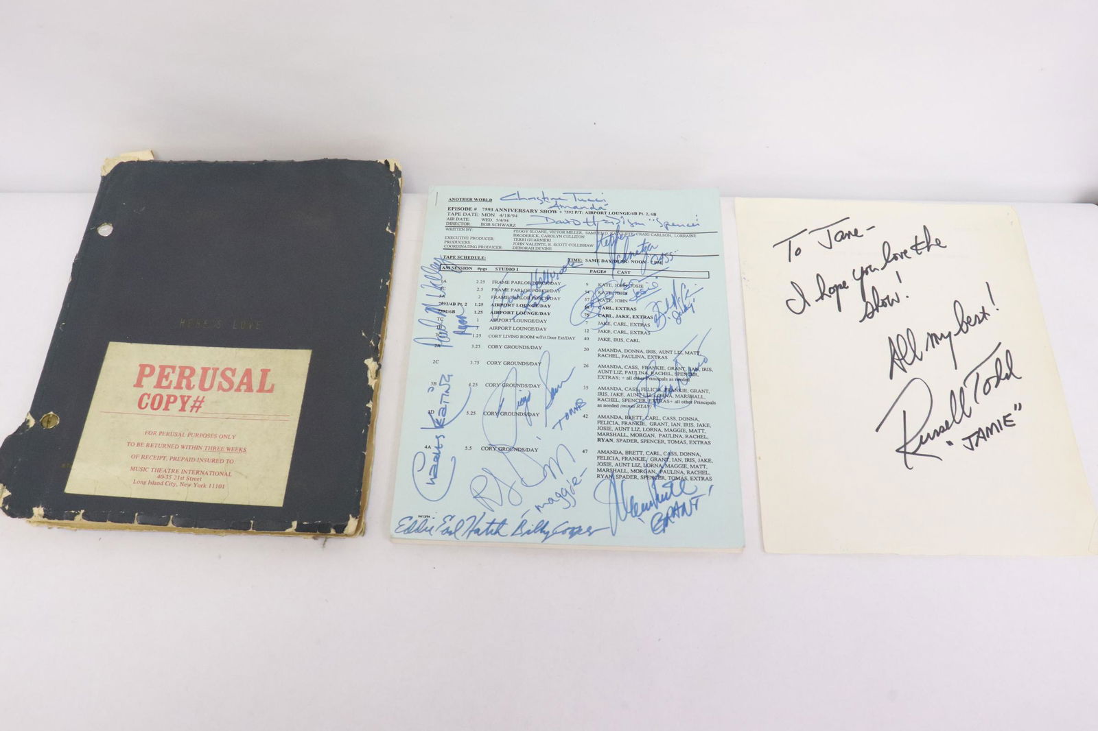 A signed play script, and a musical perusal copy (1 of 12)