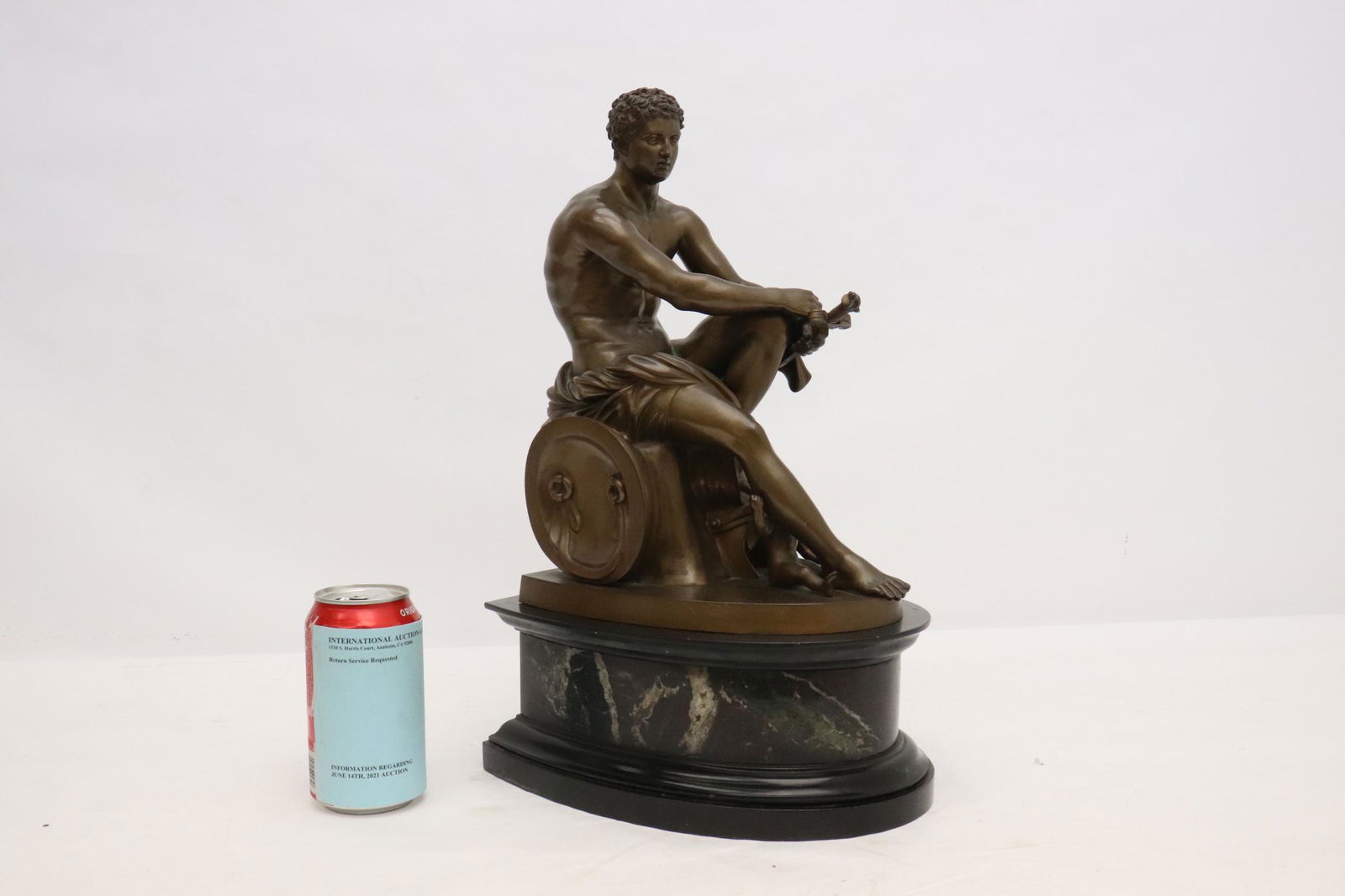 19th/20th c. bronze sculpture with marble stand (1 of 10)
