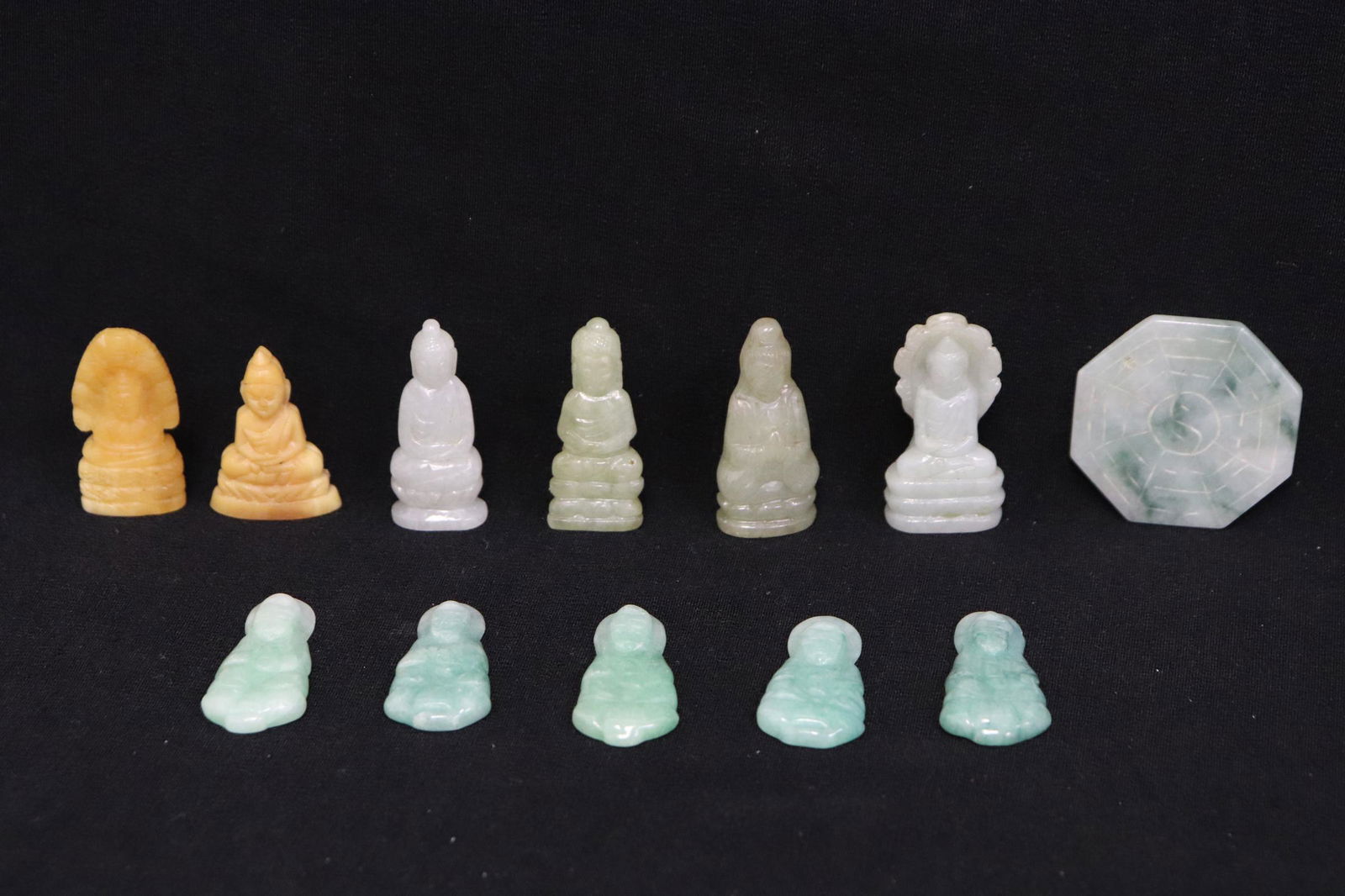 12 jadeite like stone carved ornaments (1 of 11)