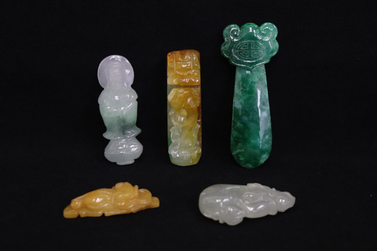 5 jadeite like stone carvings (1 of 11)