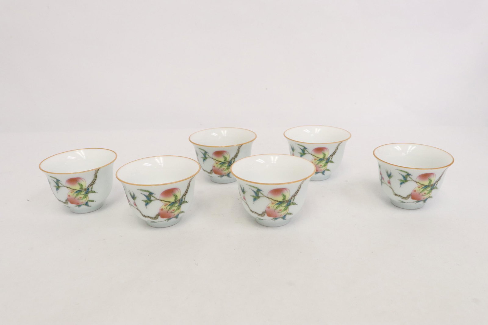 6 Chinese famille rose porcelain tea cups (1 of 9)