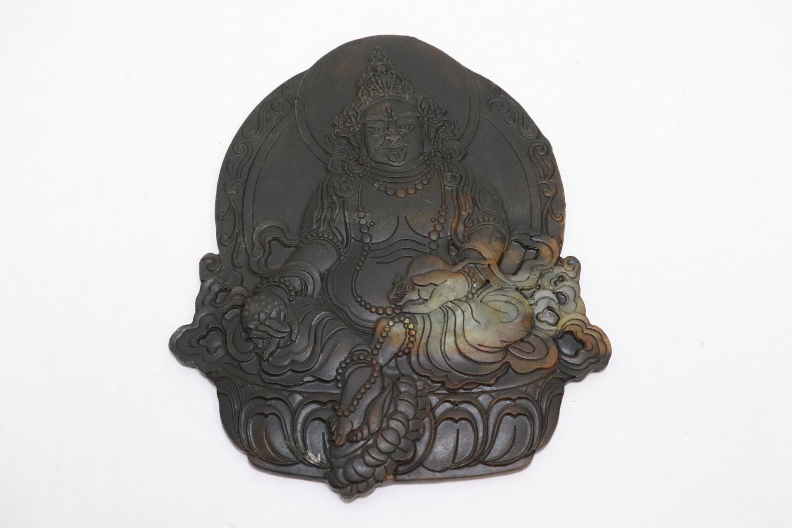 Large jade like stone carved plaque (1 of 8)