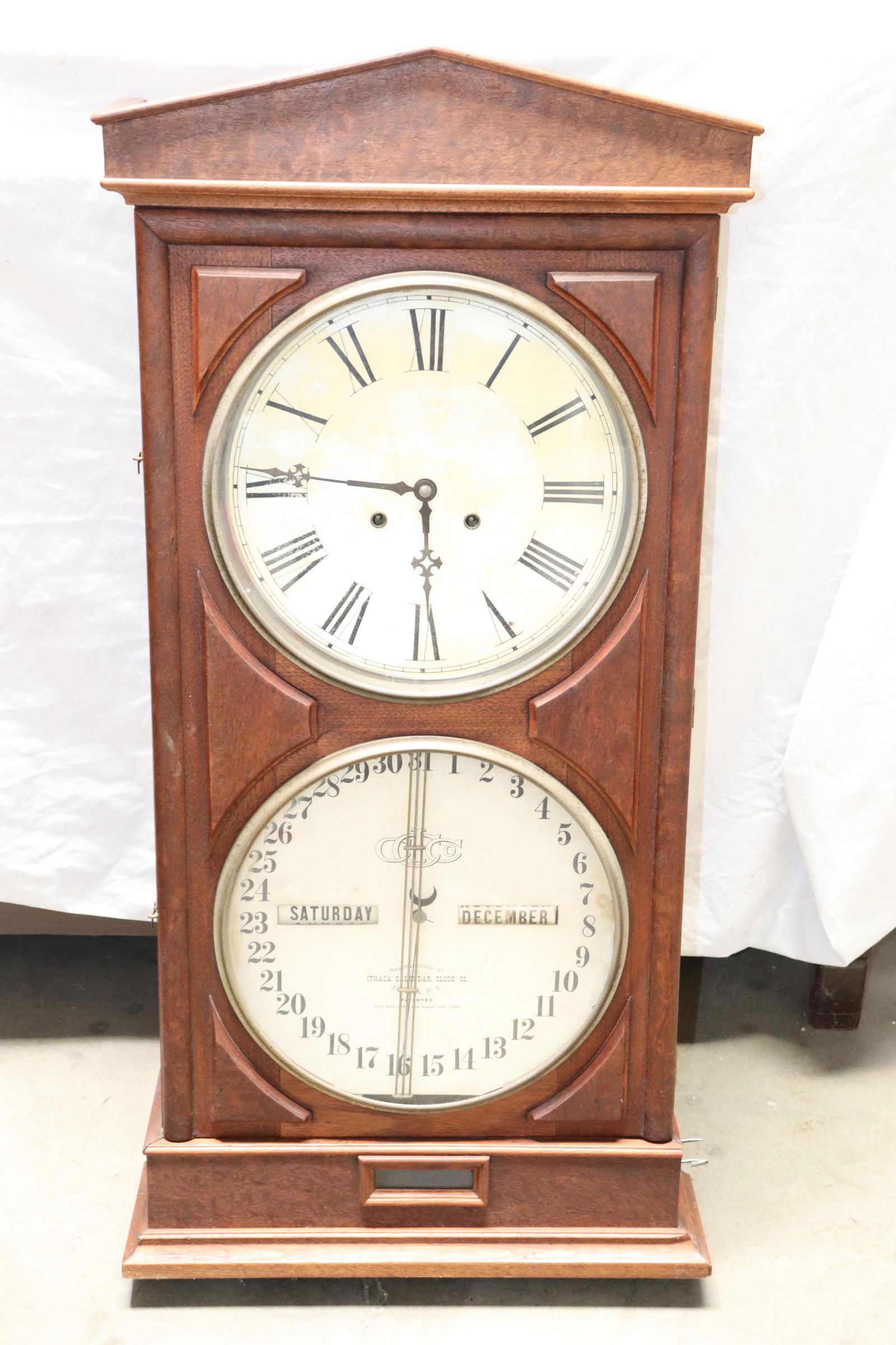 American 8-day calendar clock by Ithaca, c1880 (1 of 9)
