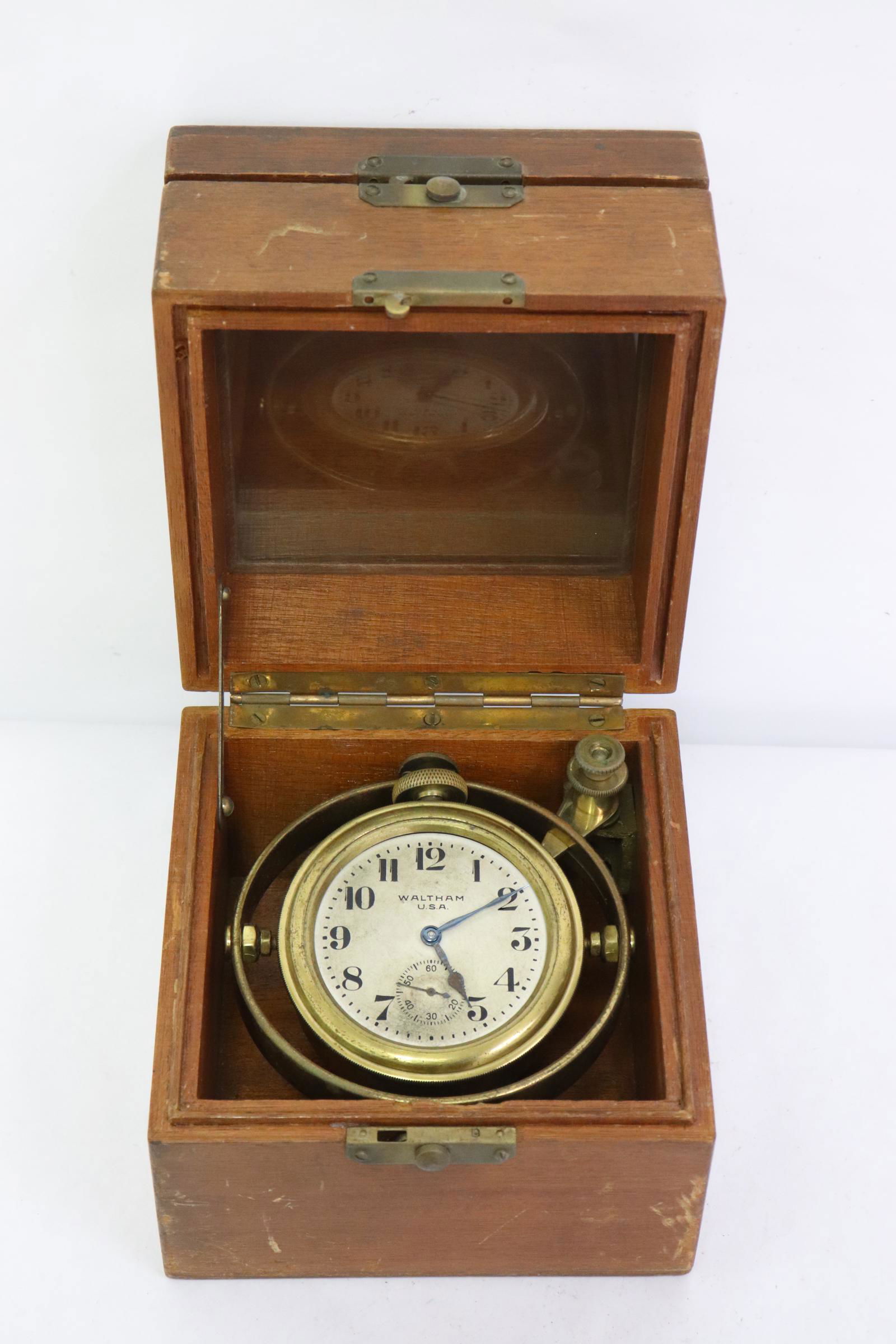 Antique Waltham ship clock in original wood box Feb 14, 2022