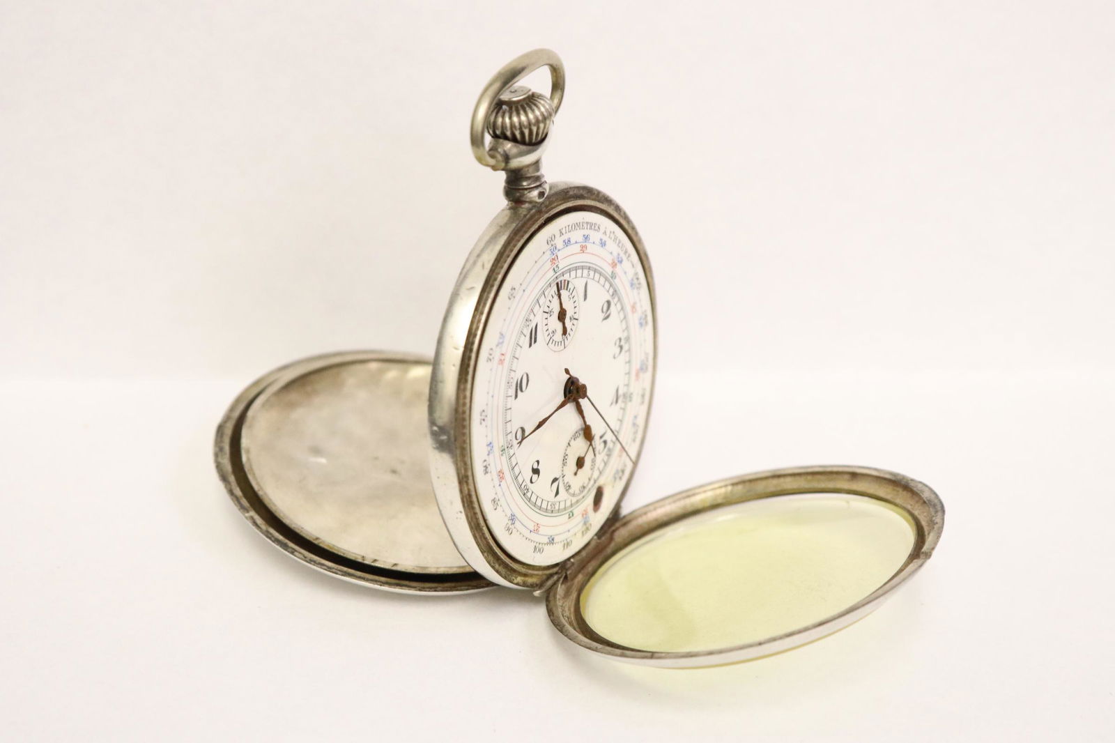 900 silver cased chronograph pocket watch by J.B. (1 of 9)
