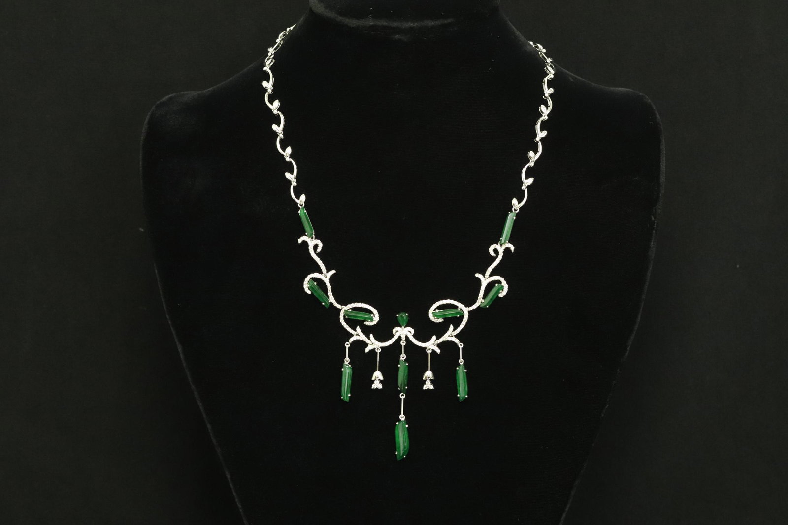 18K W/G jadeite diamond necklace (1 of 12)