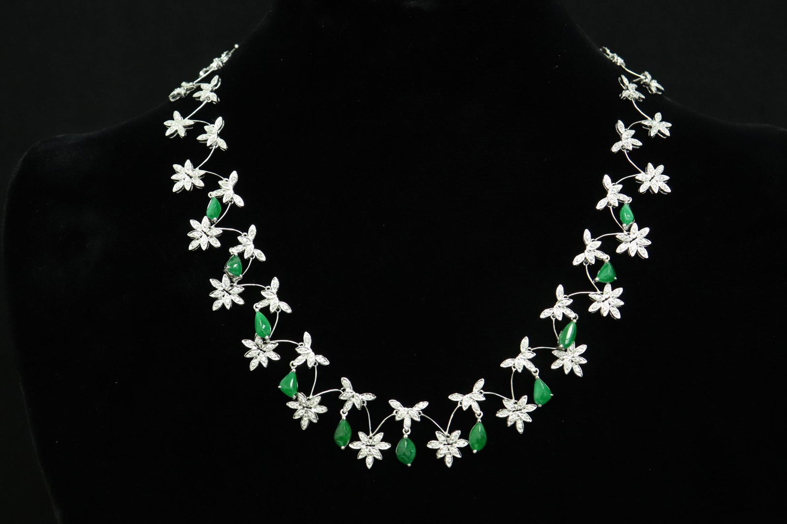 18K W/G jadeite diamond necklace (1 of 11)