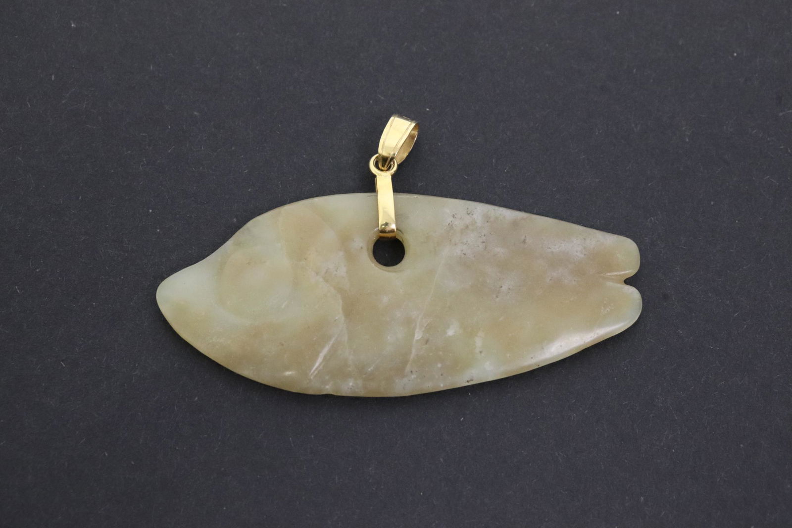 Chinese antique jade carving w/ 14K Y/G bale (1 of 7)