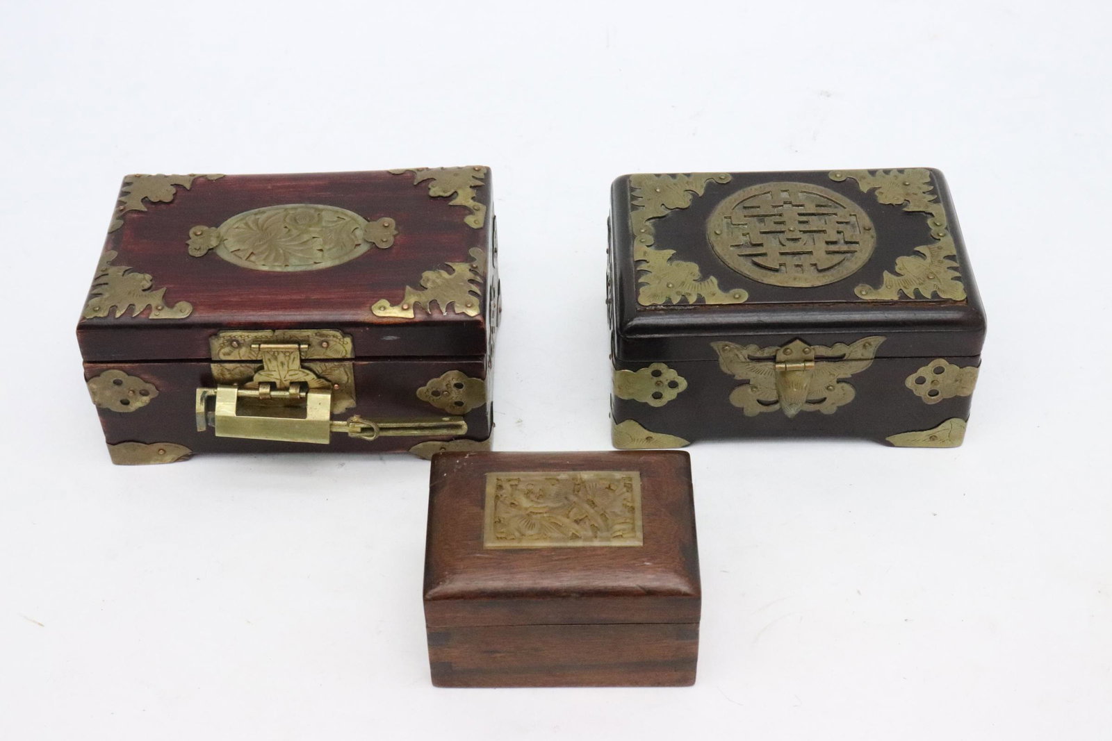 3 Chinese rosewood small boxes (1 of 10)