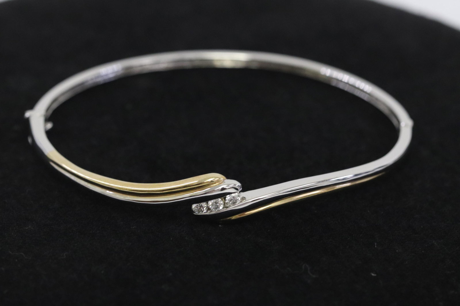 10K bicolor gold diamond bangle (1 of 10)