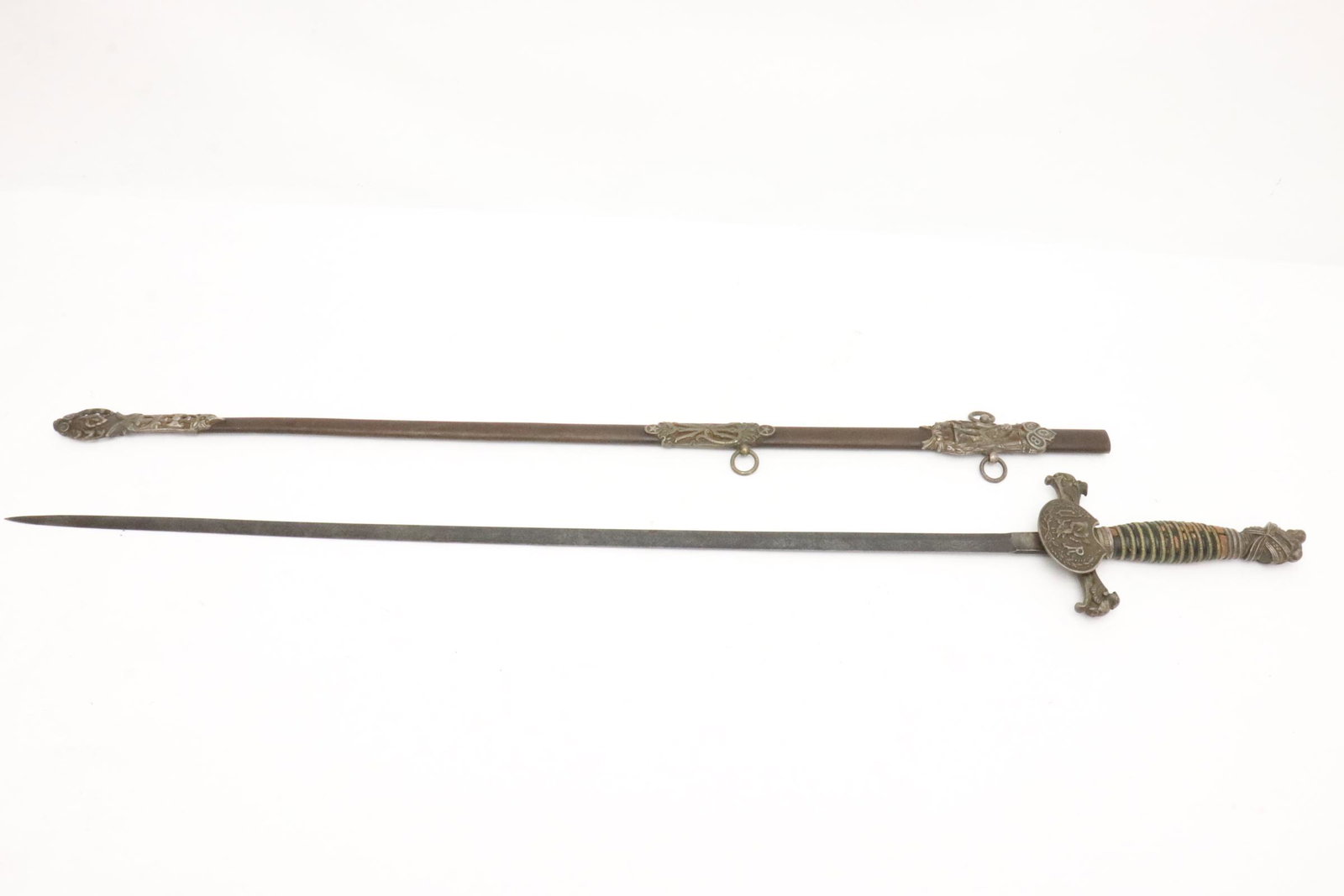 vintage sword with fancy handle and scabbard (1 of 12)