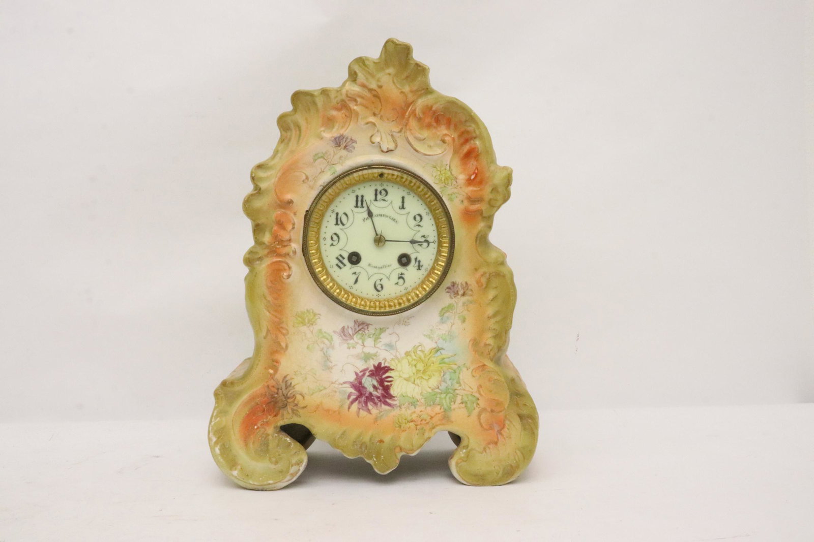 Antique porcelain cased keywind table clock (1 of 10)