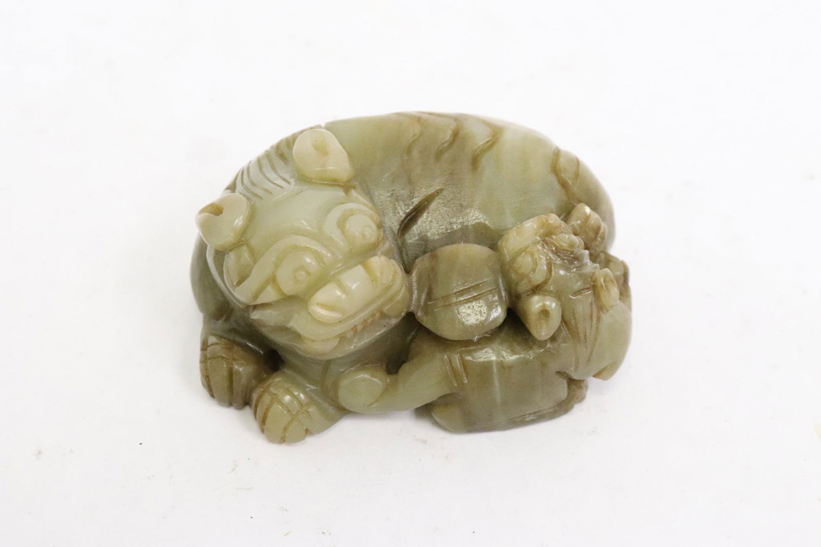 Chinese celadon jade carved qilin (1 of 9)