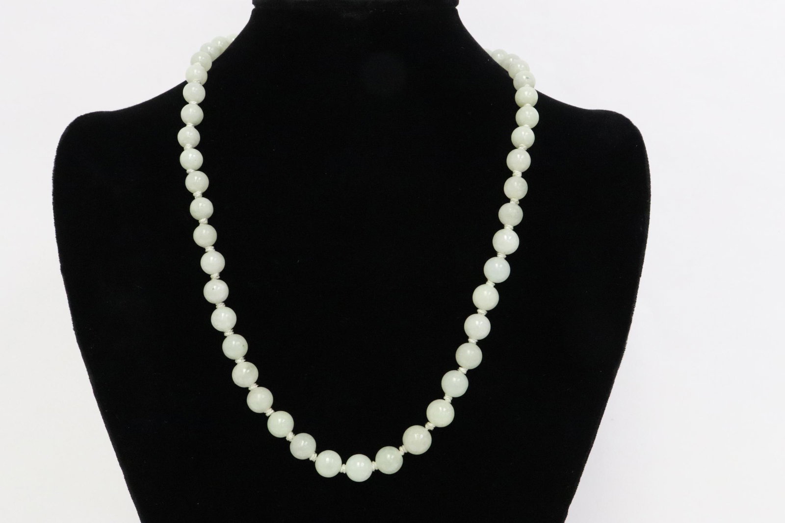 A vintage jadeite bead necklace with silver clasp (1 of 12)