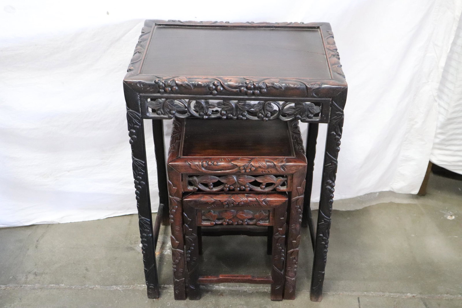 3 piece vintage Chinese rosewood stacked tables (1 of 11)