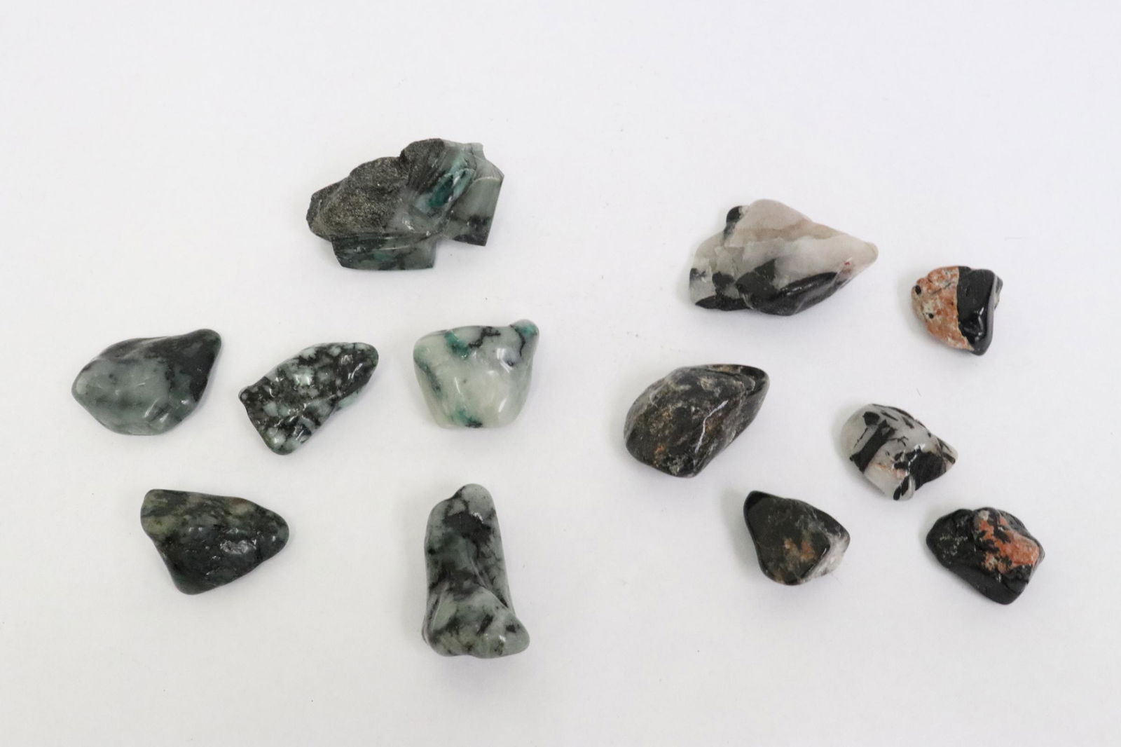 6 polish tourmaline stone and 6 polished emerald stones (1 of 9)