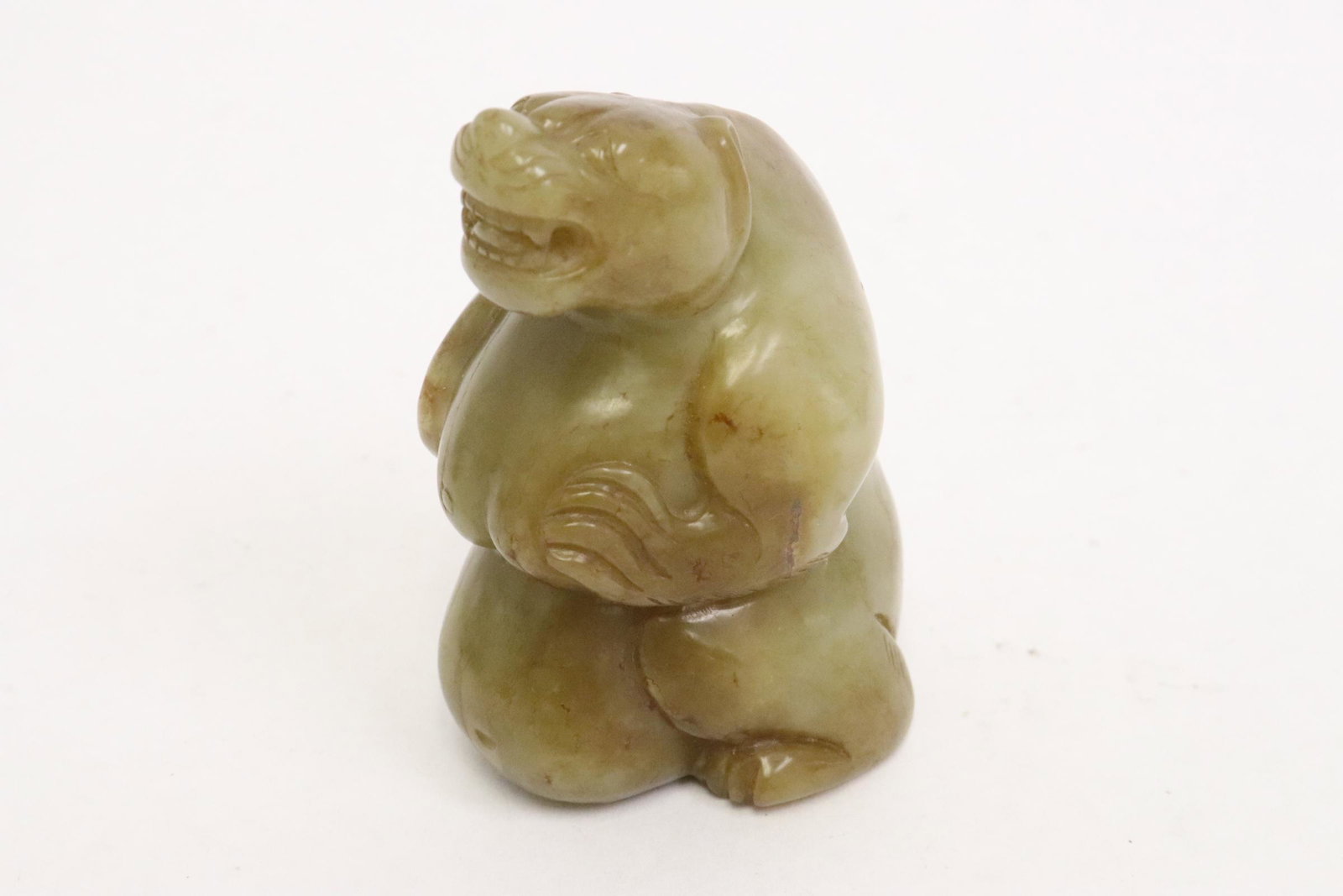 Celadon jade carved bear (1 of 9)