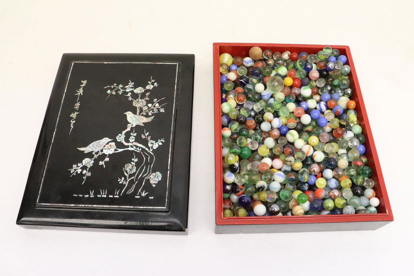 Box of marbles: Box (3.5"x11.9"x9") of marbles