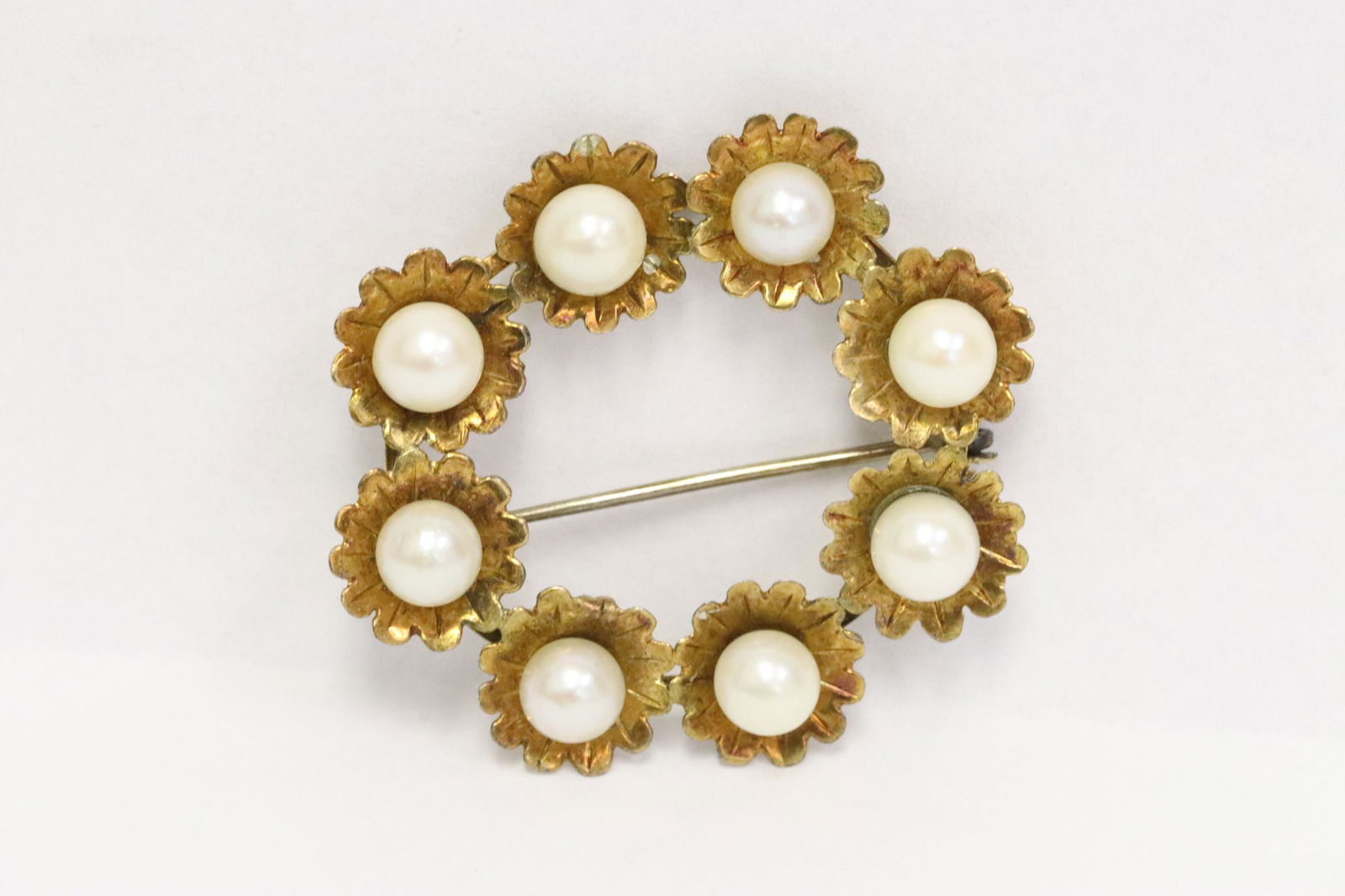 Victorian 14K-18K rose gold pearl brooch (1 of 10)