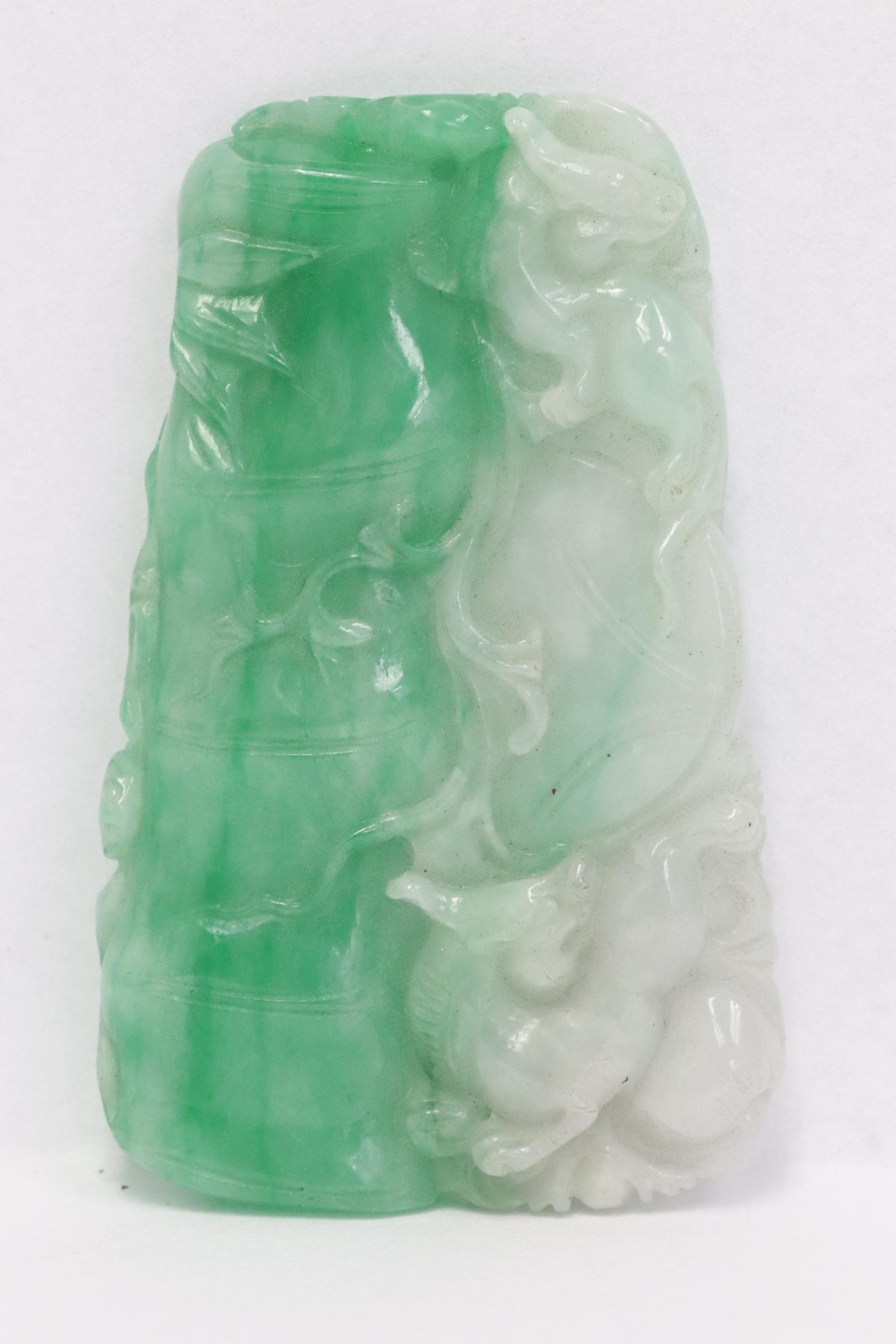 Beautiful apple green jadeite carved ornament (1 of 10)