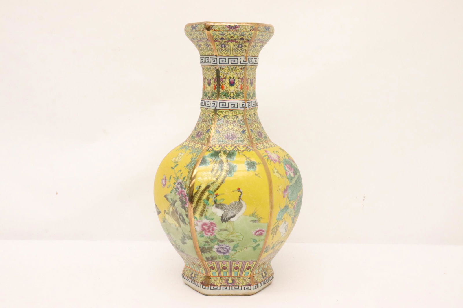 Chinese famille rose hexagonal porcelain vase (1 of 10)